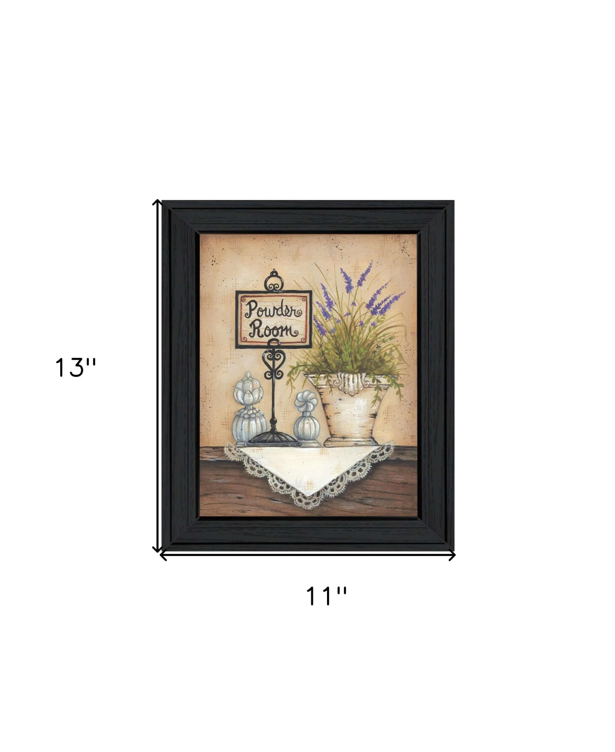 Powder Room 3 Pretty Floral Black Framed Print Bathroom Wall Art