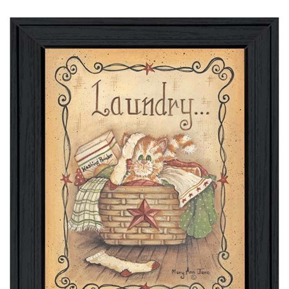 Laundry 1 Black Picture Frame Print Wall Art