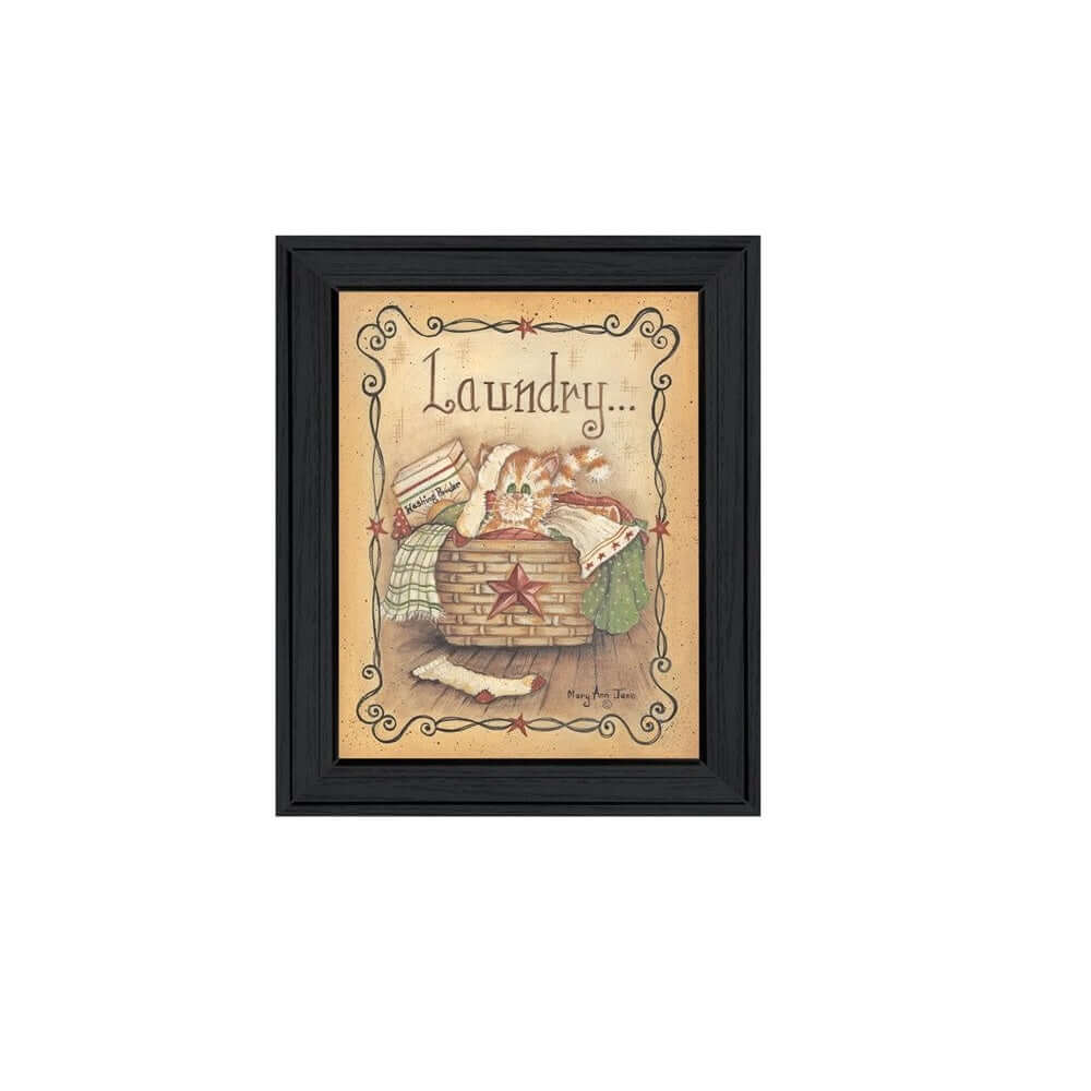 Laundry 1 Black Picture Frame Print Wall Art