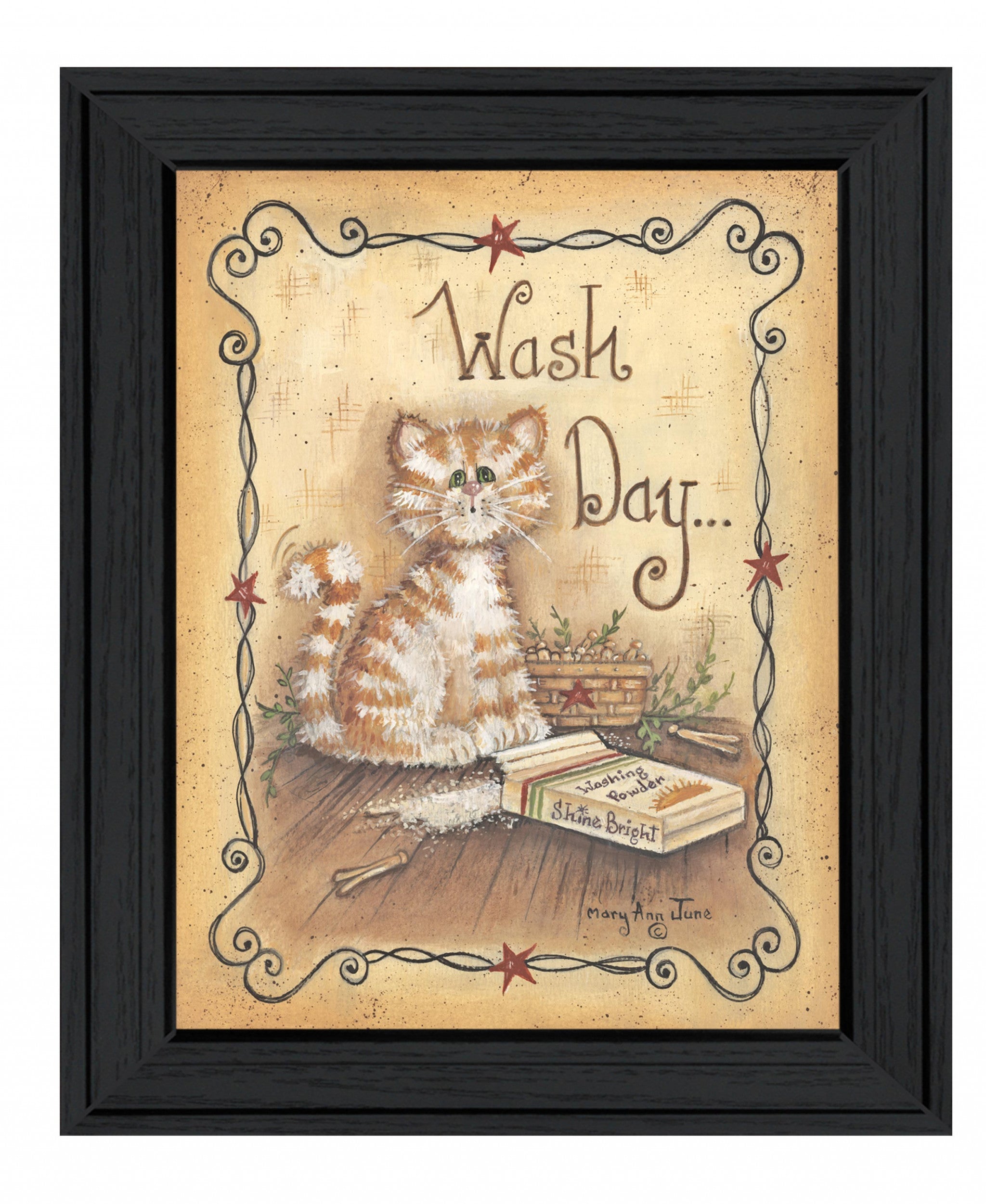 Wash Day 2 Black Framed Print Laundry Wall Art