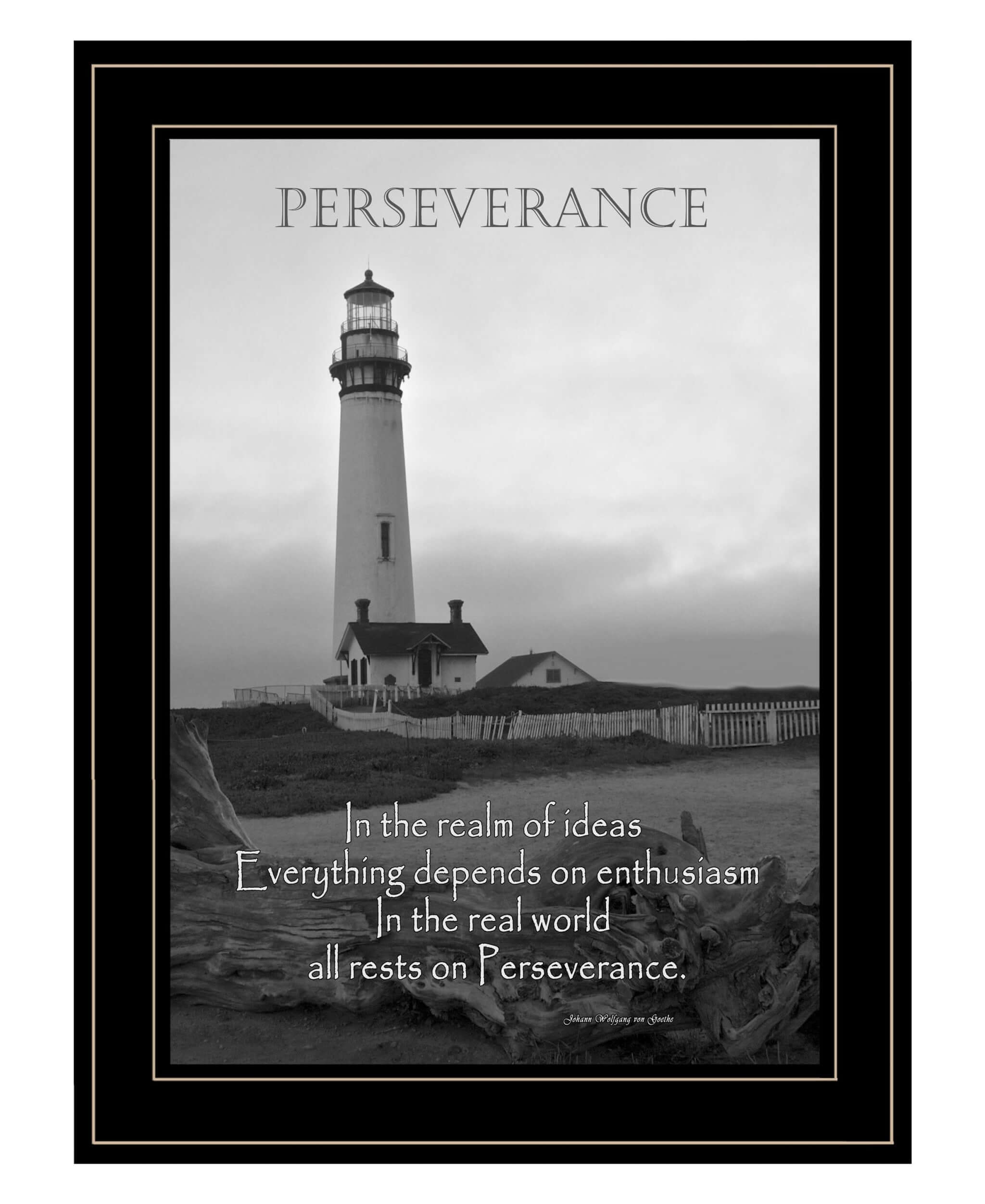 Perseverance Grayscale 2 Black Framed Print Wall Art