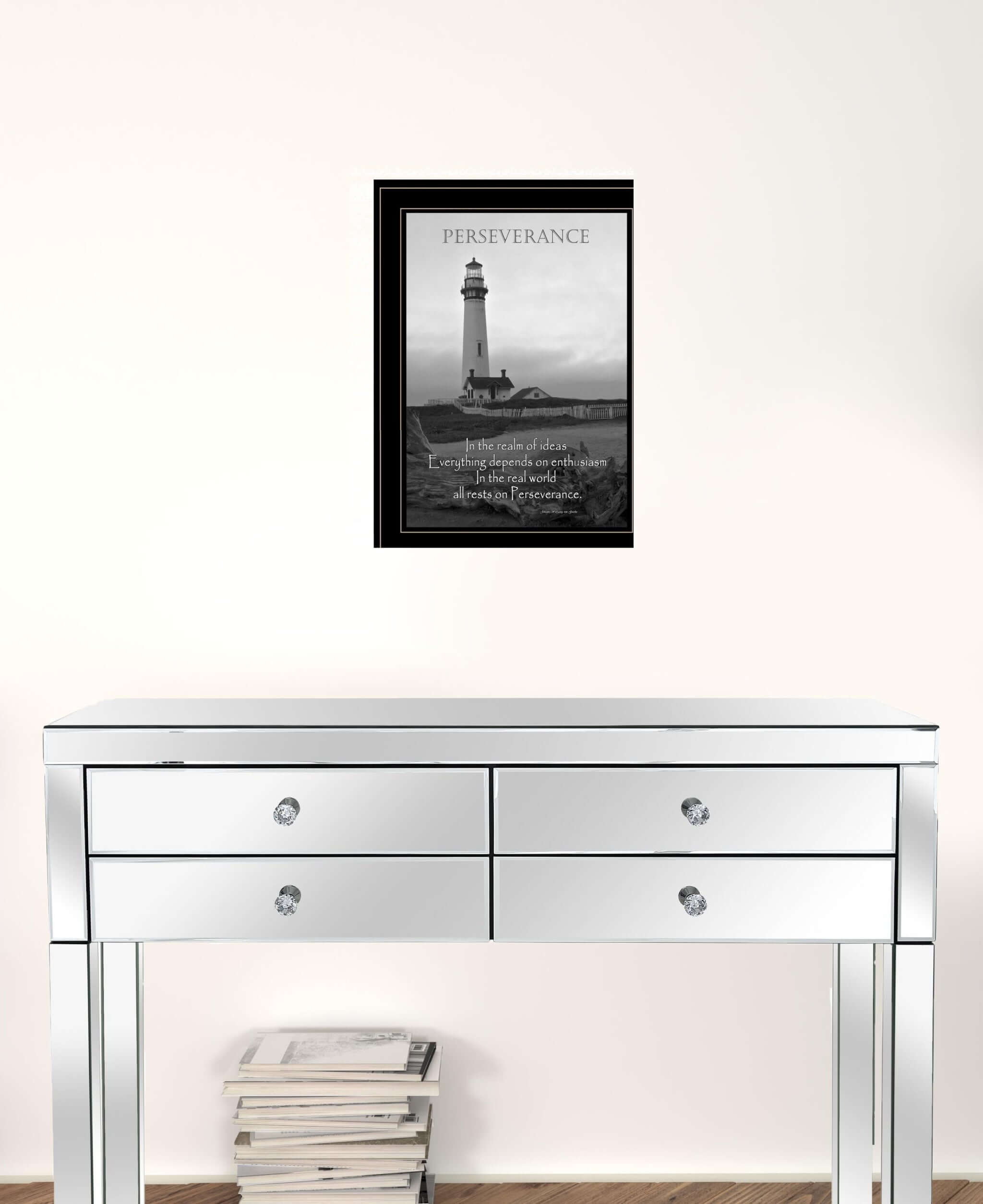 Perseverance Grayscale 2 Black Framed Print Wall Art