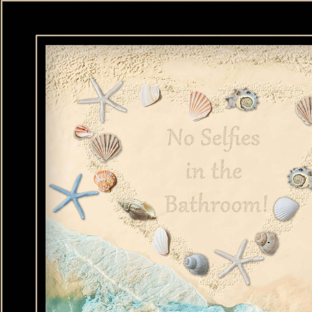 No Selfies In The Bathroom Black Framed Print Bathroom Wall Art