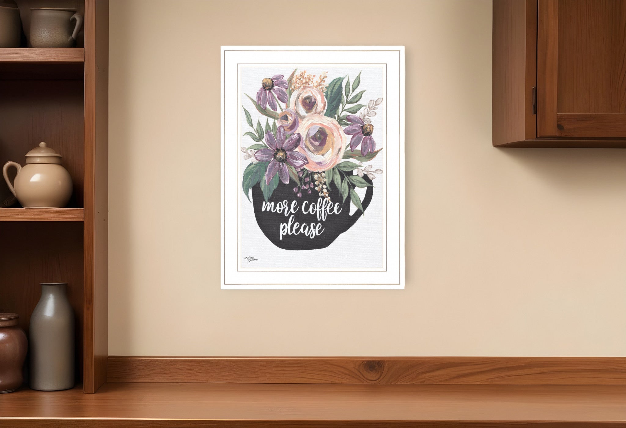 More Coffee Please 1 White Framed Print Kitchen Wall Art