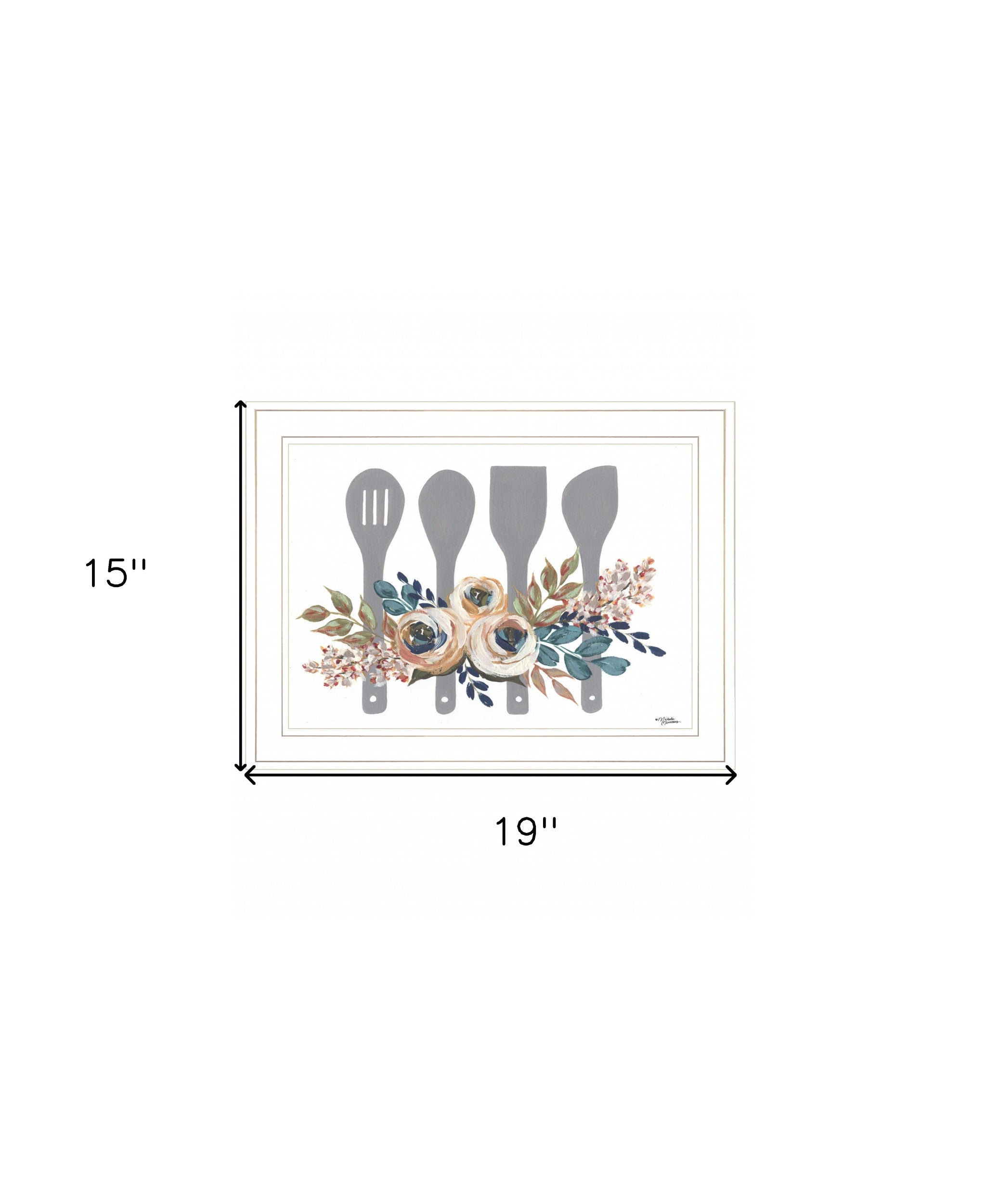 Fall Floral Baking Utensils 1 White Framed Print Kitchen Wall Art