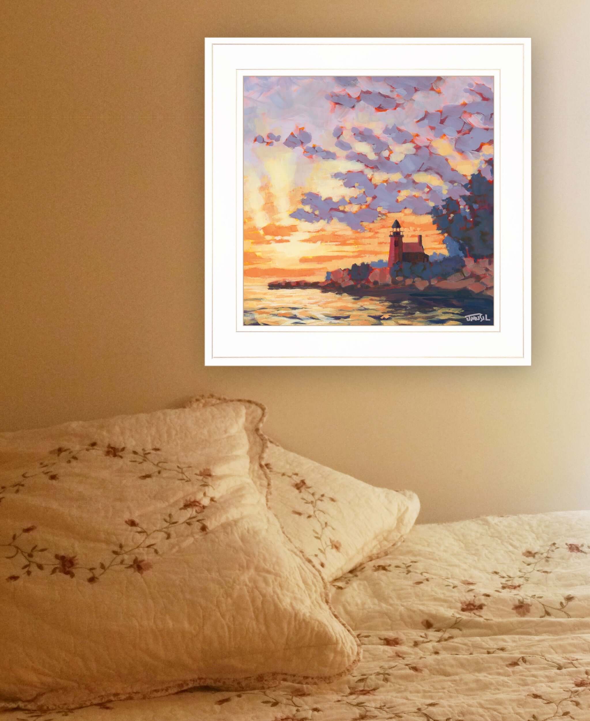 Light House 1 White Framed Print Wall Art