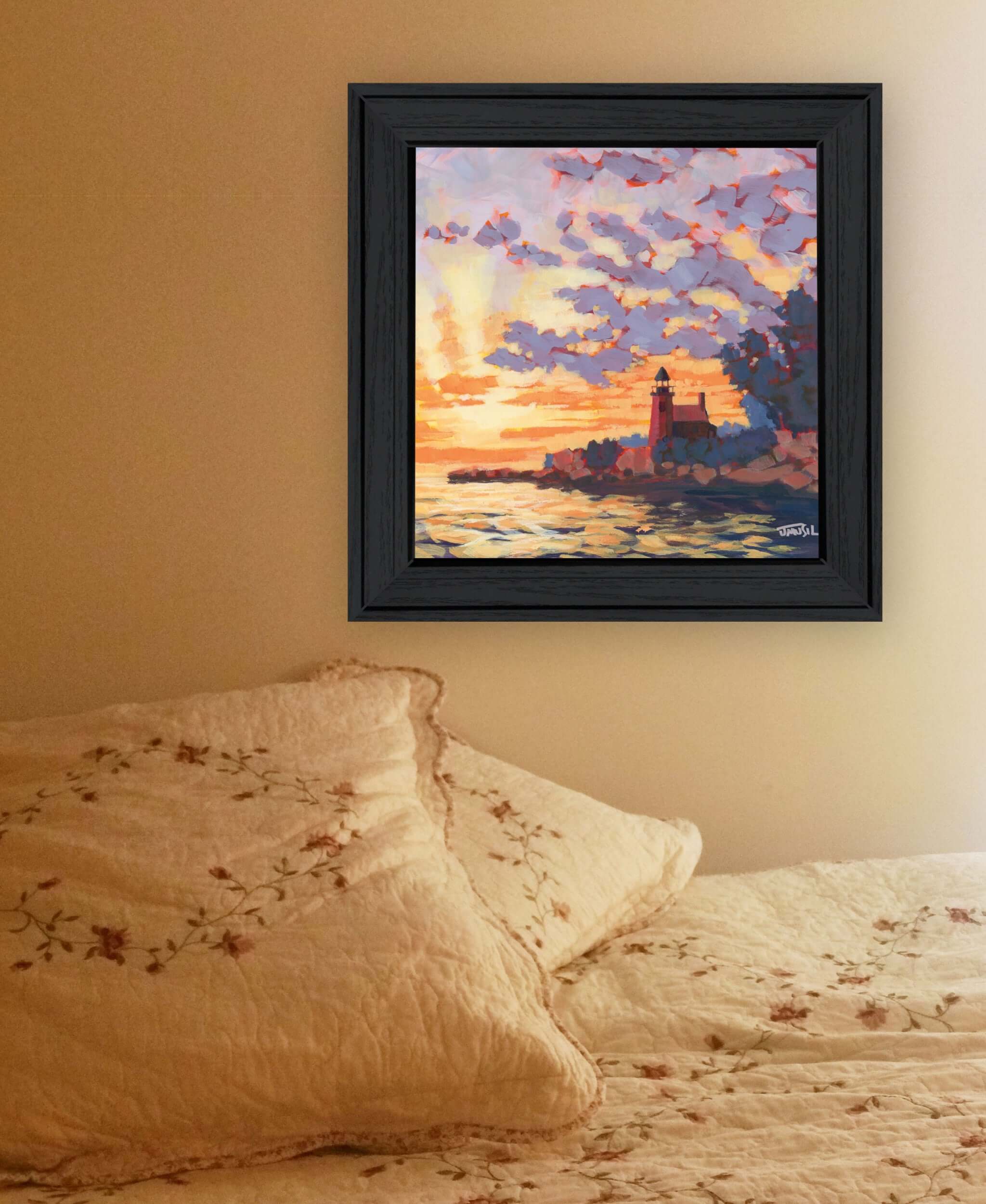 Light House 2 Black Framed Print Wall Art