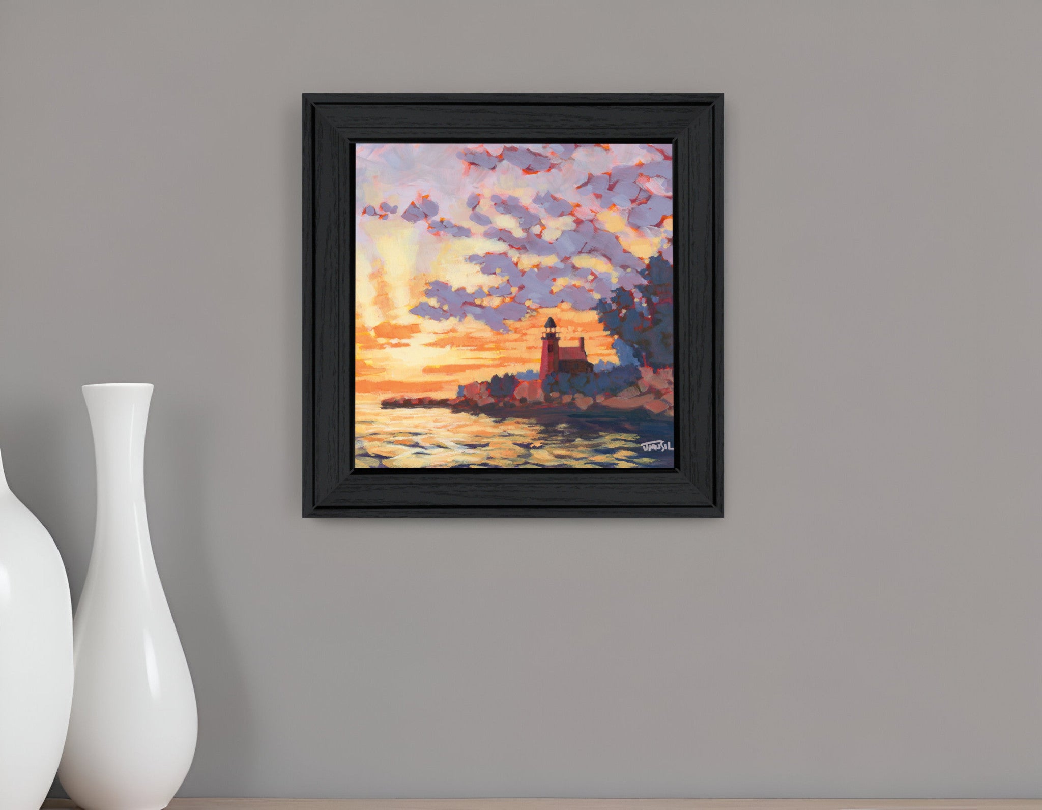 Light House 2 Black Framed Print Wall Art