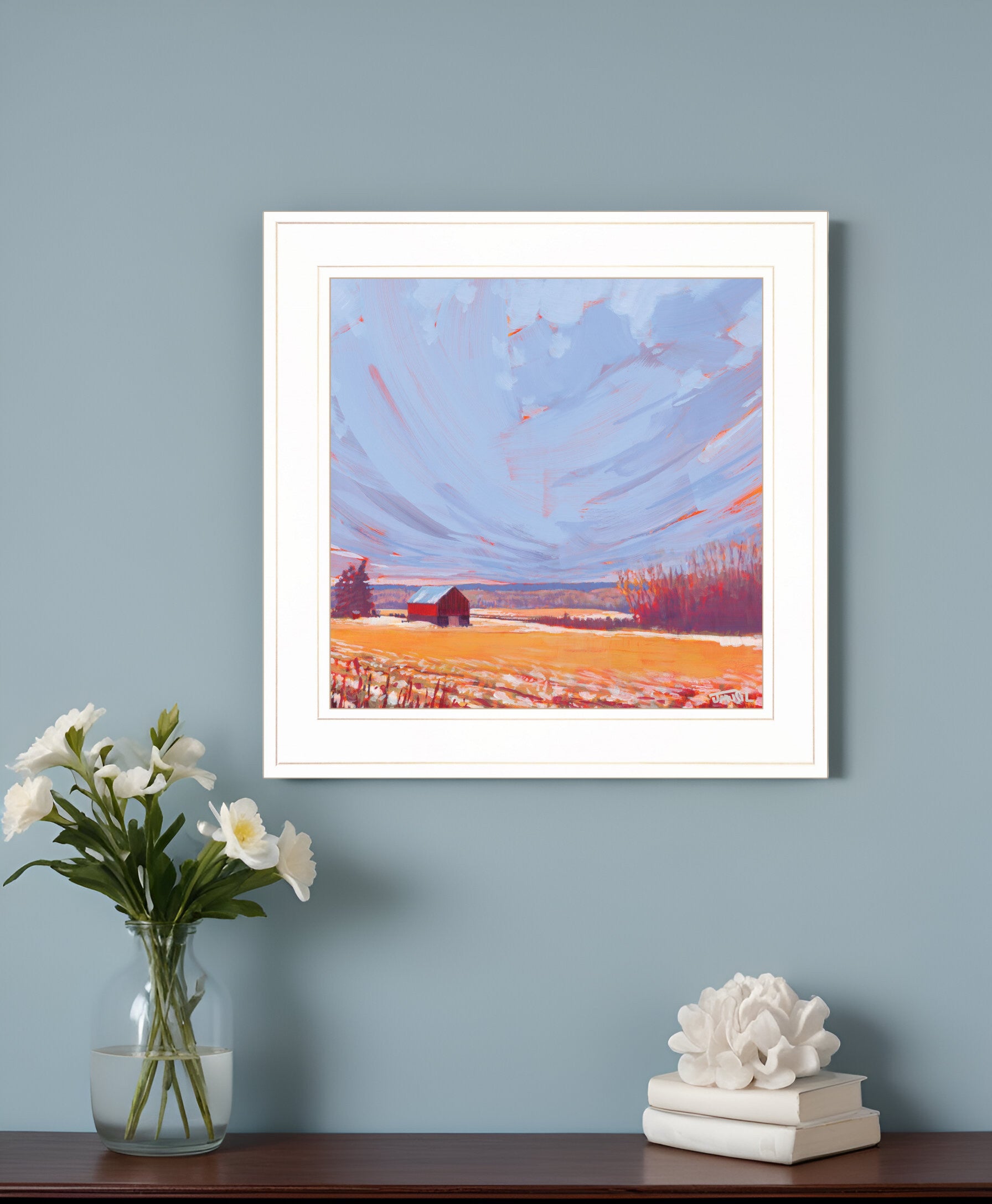 Slate Winter Sky 2 White Framed Print Wall Art