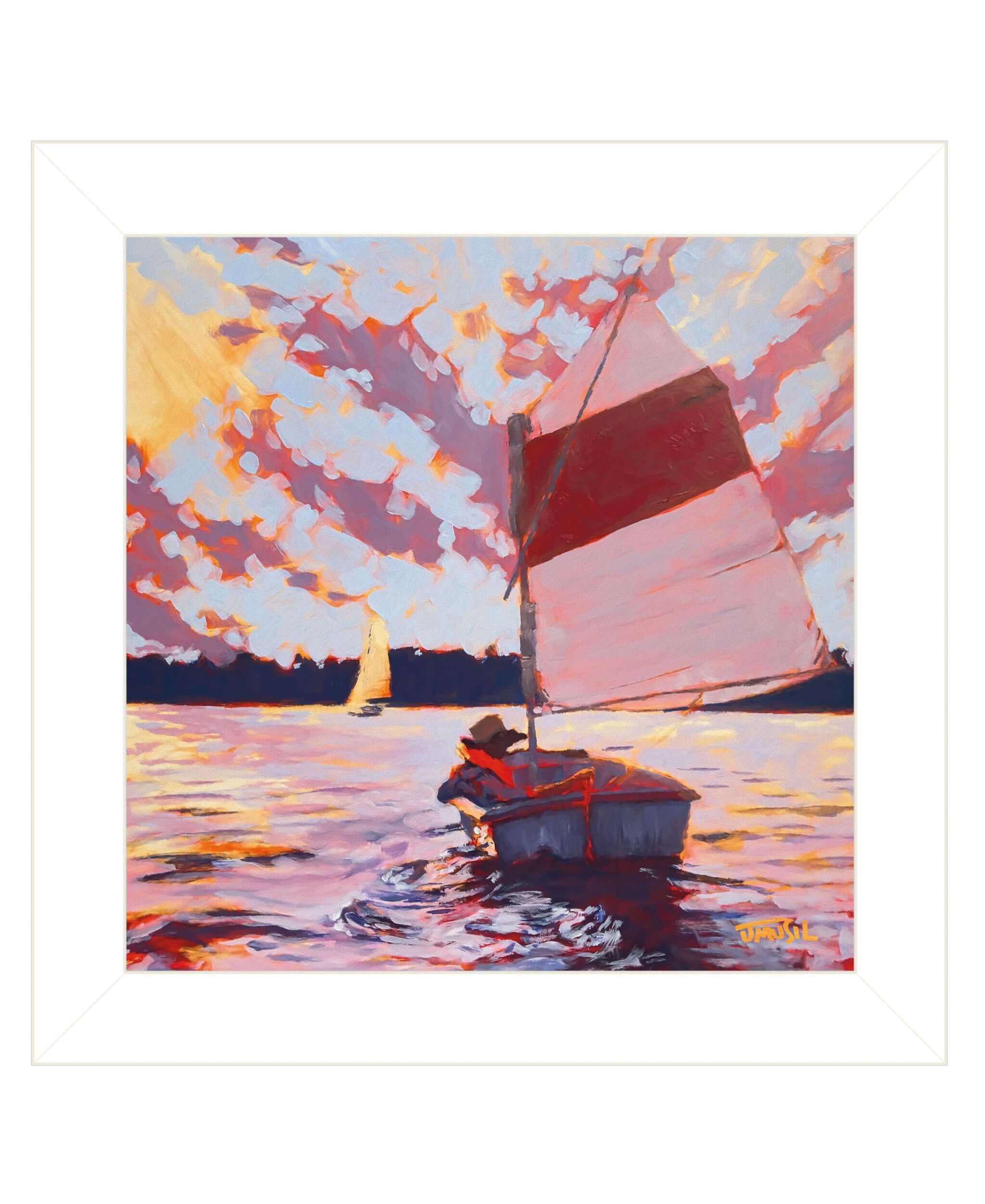 Small Sailboat 1 White Framed Print Wall Art