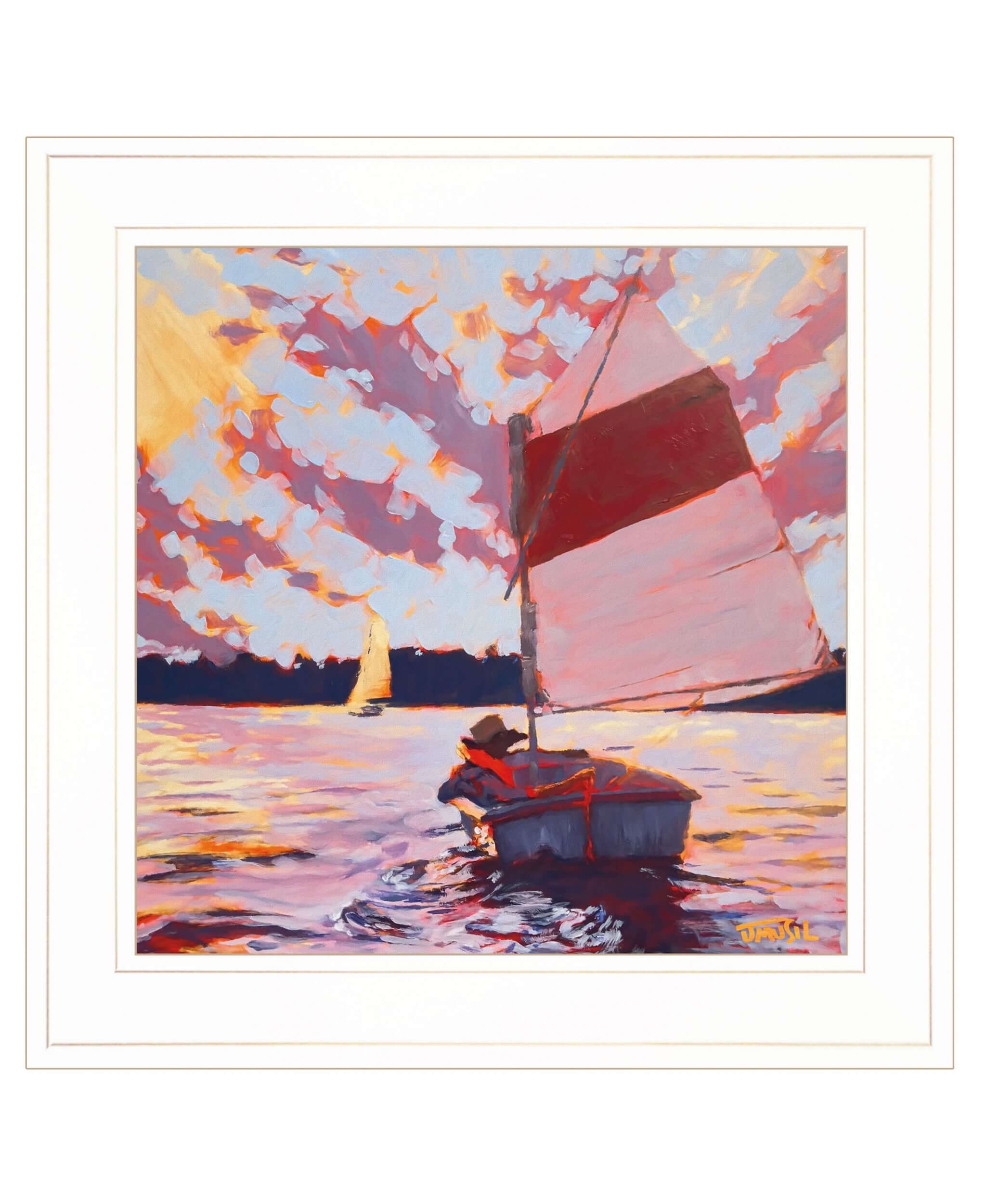 Small Sailboat 2 White Framed Print Wall Art