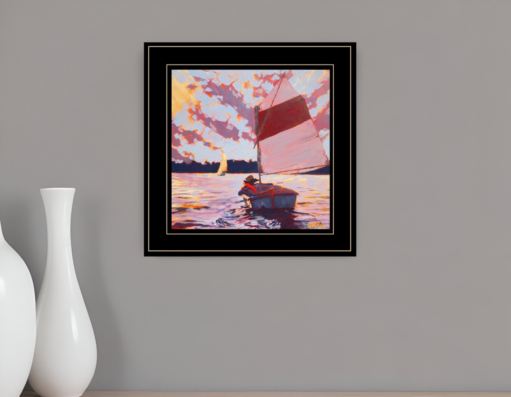 Small Sailboat 3 Black Framed Print Wall Art