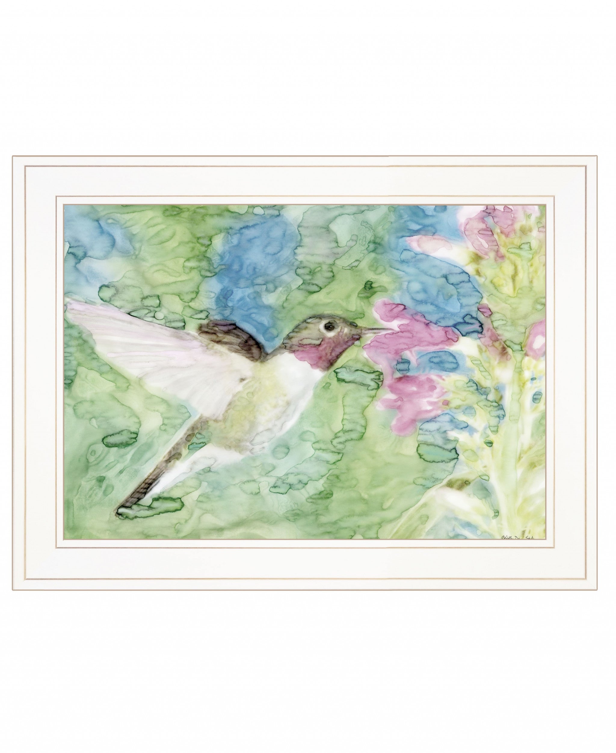 Hummingbird 1 White Framed Print Wall Art