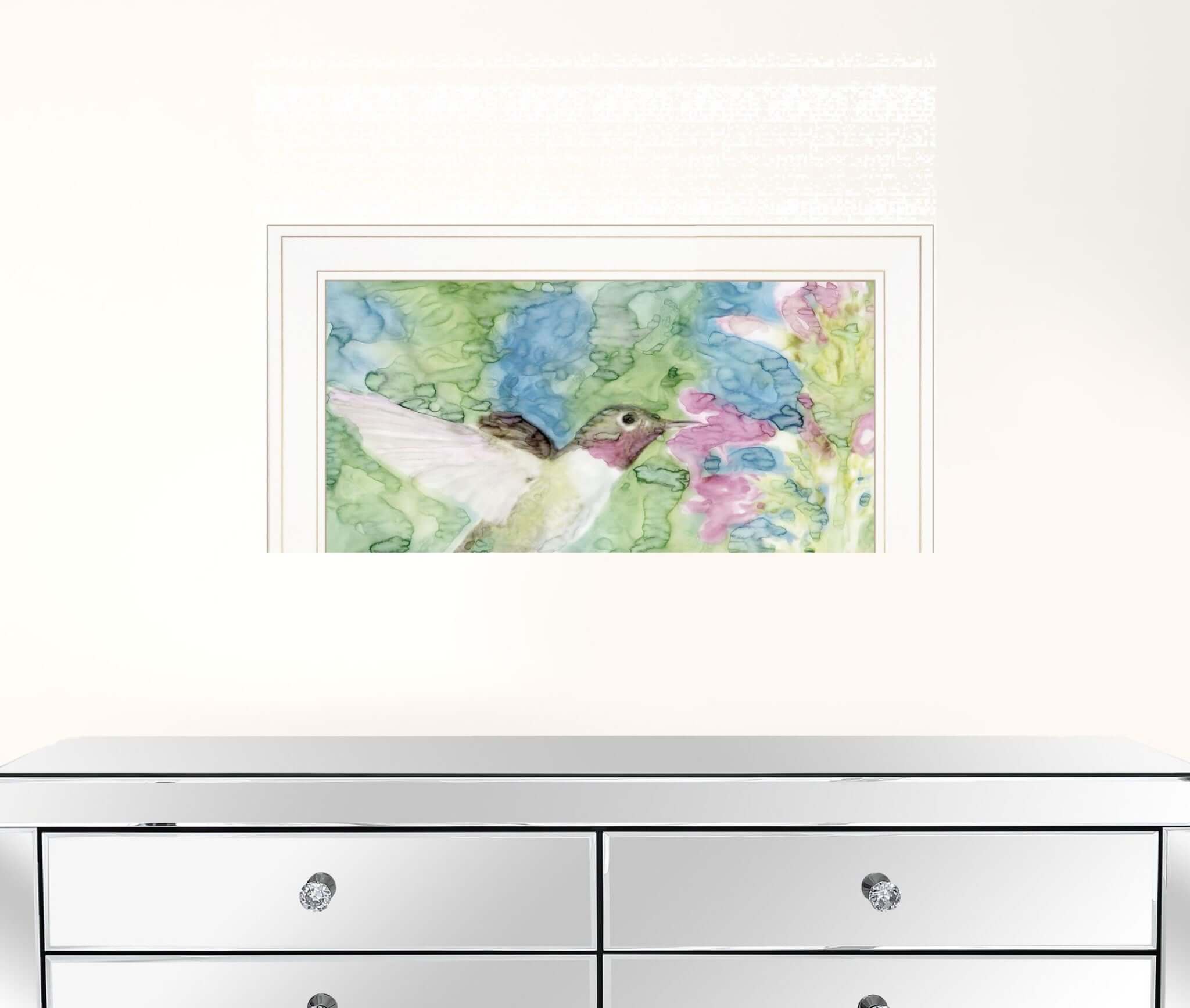 Hummingbird 1 White Framed Print Wall Art