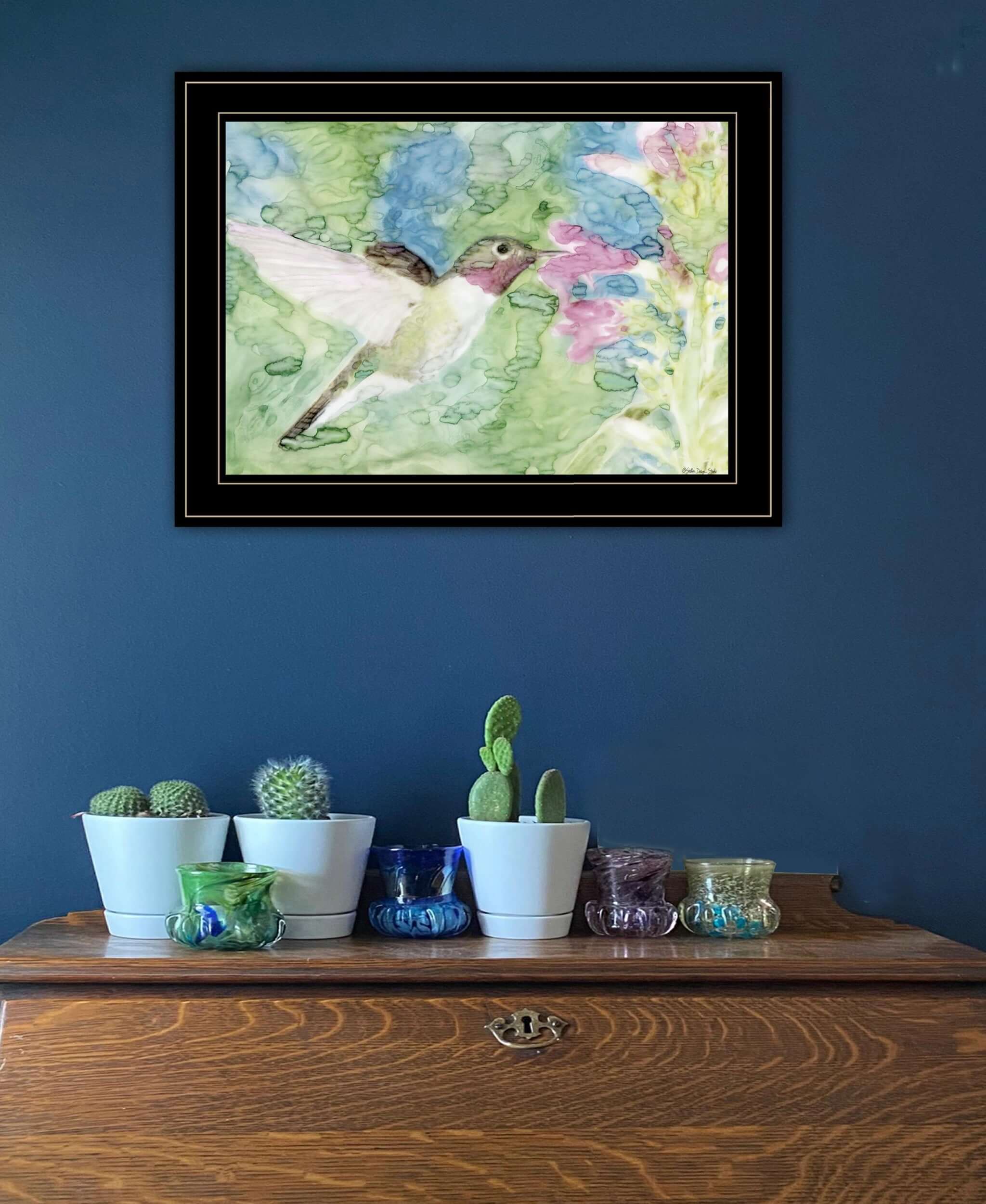 Hummingbird 1 Black Framed Print Wall Art