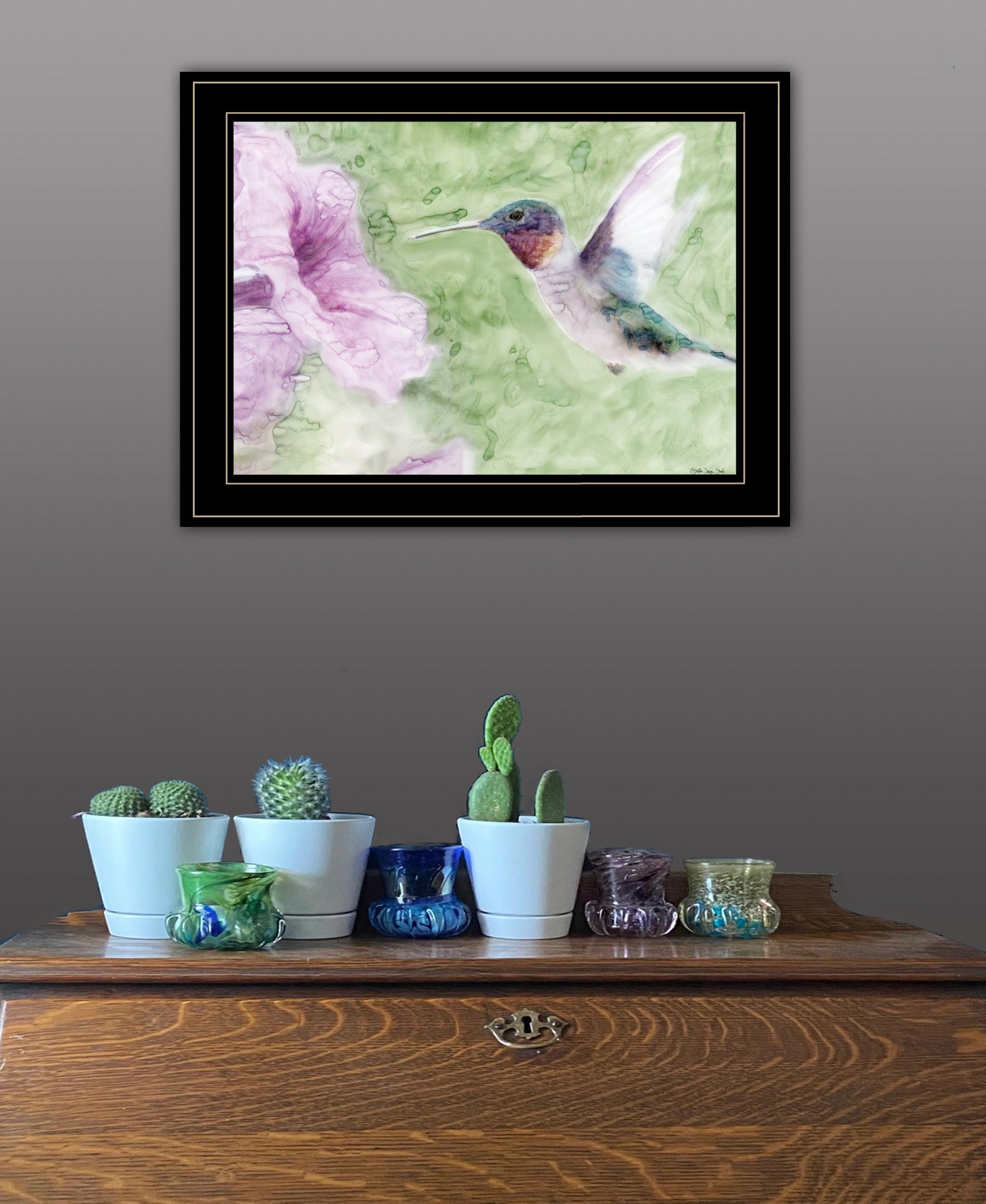 Humming Bird 2 Black Framed Print Wall Art