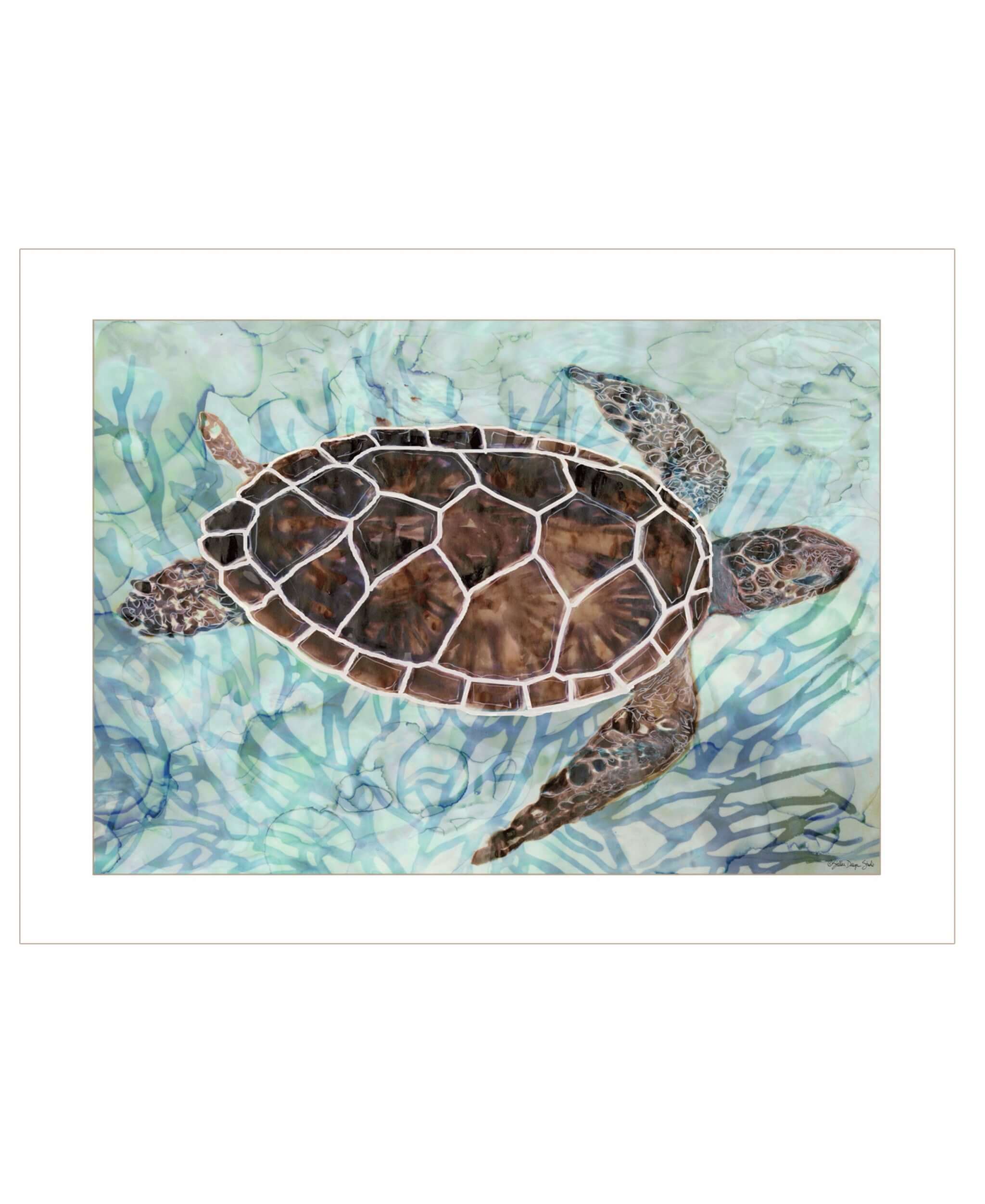 Sea Turtles Collage 1 [1] White Framed Print Wall Art