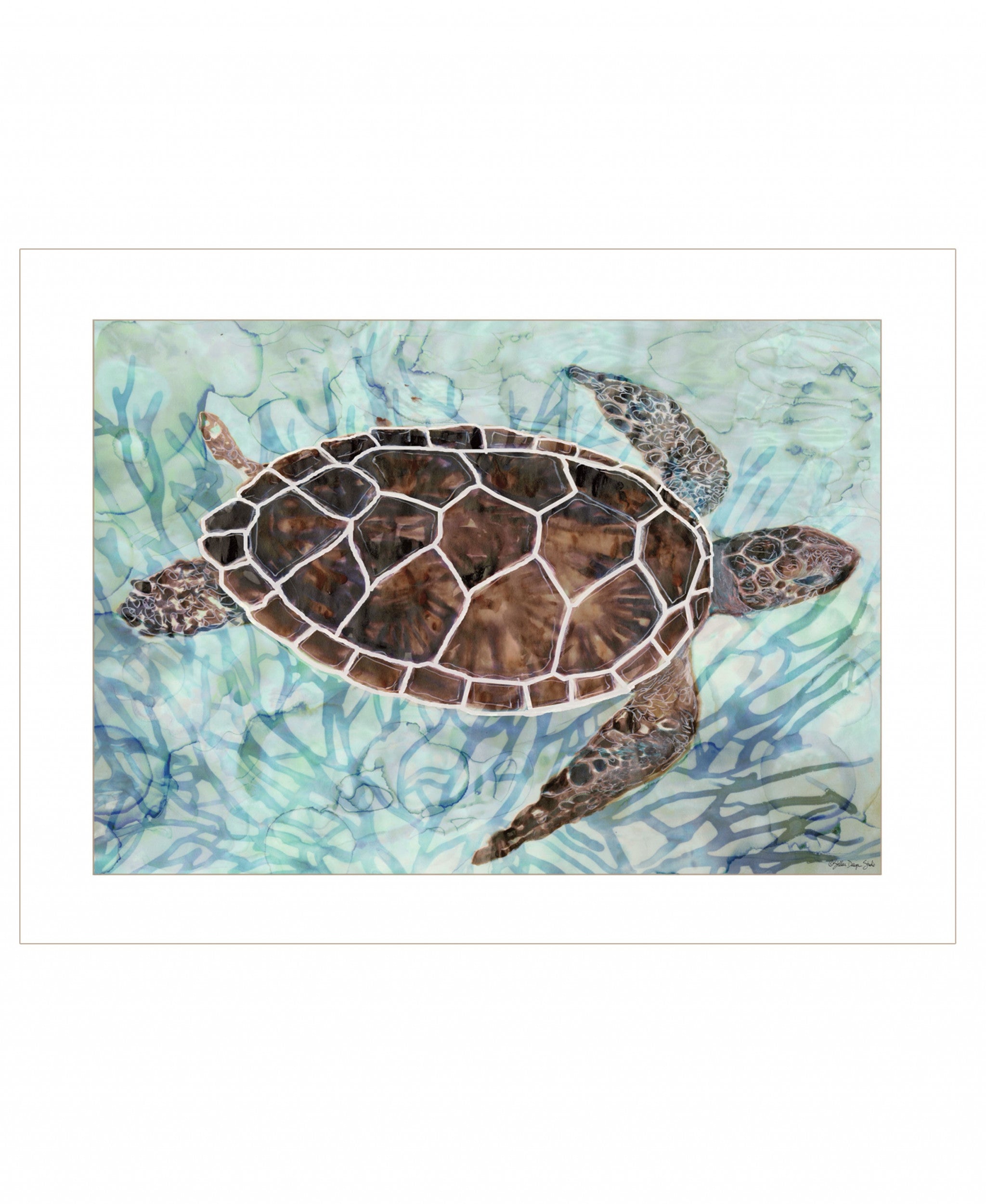 Sea Turtles Collage 1 White Framed Print Wall Art