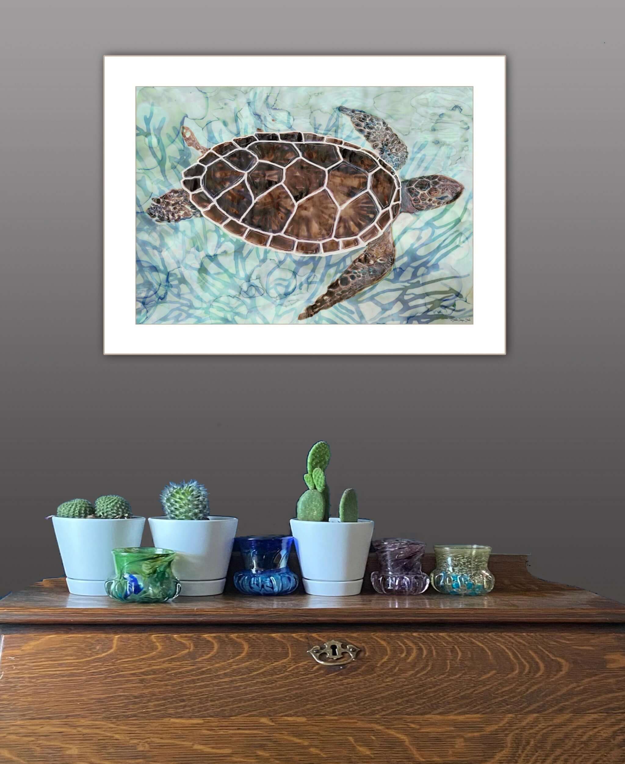 Sea Turtles Collage 1 [1] White Framed Print Wall Art