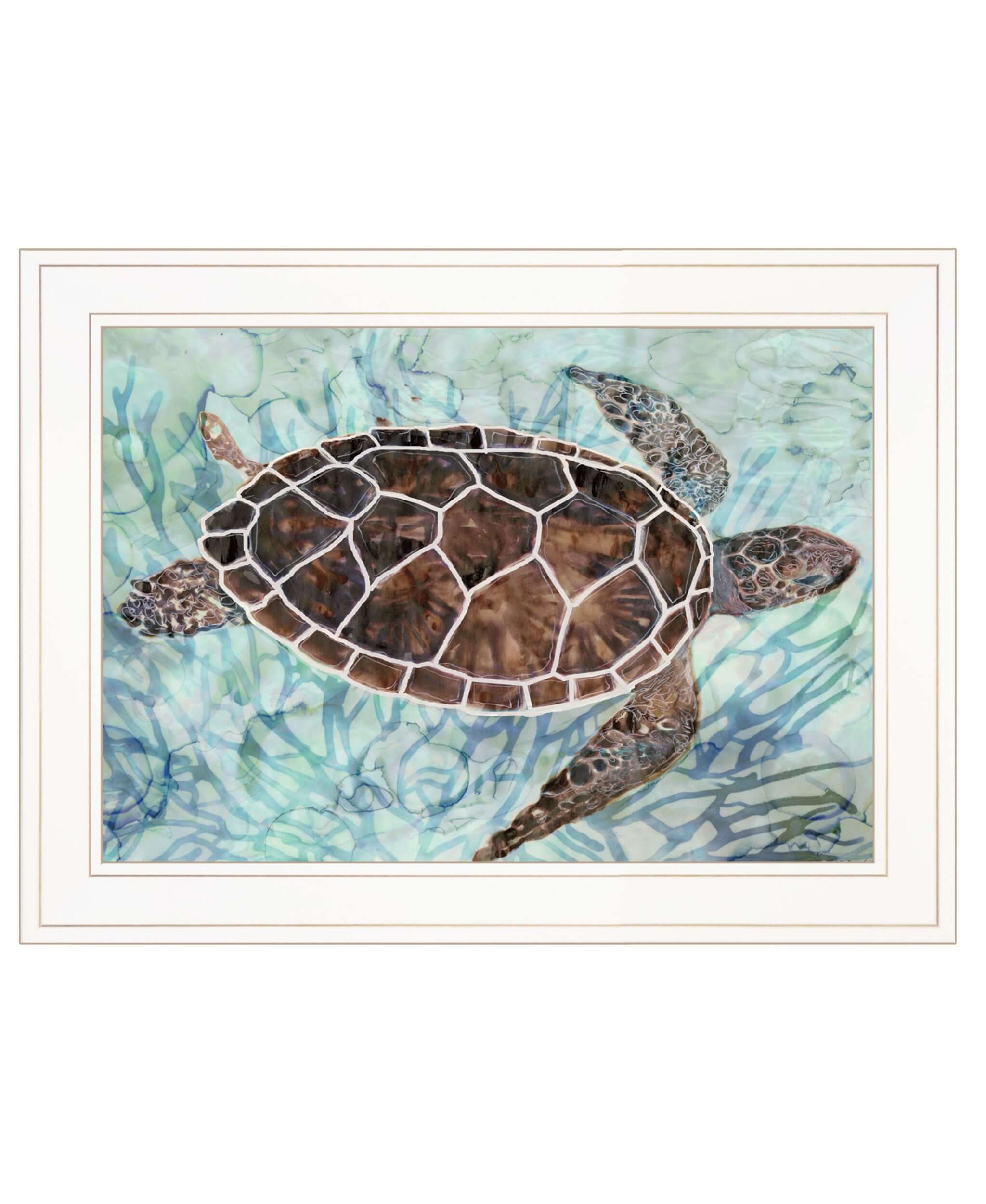 Sea Turtles Collage 1 White Framed Print Wall Art