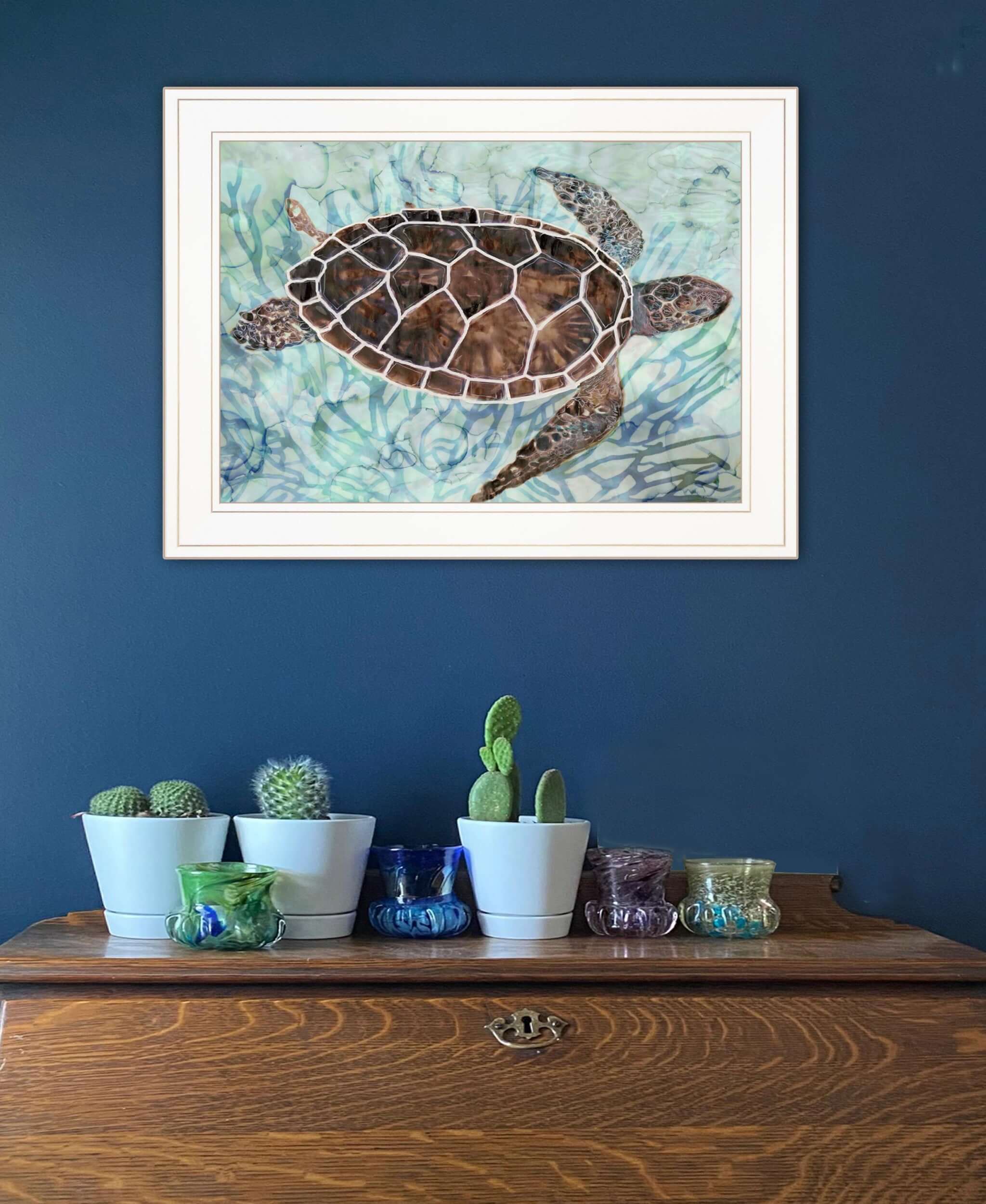 Sea Turtles Collage 1 White Framed Print Wall Art