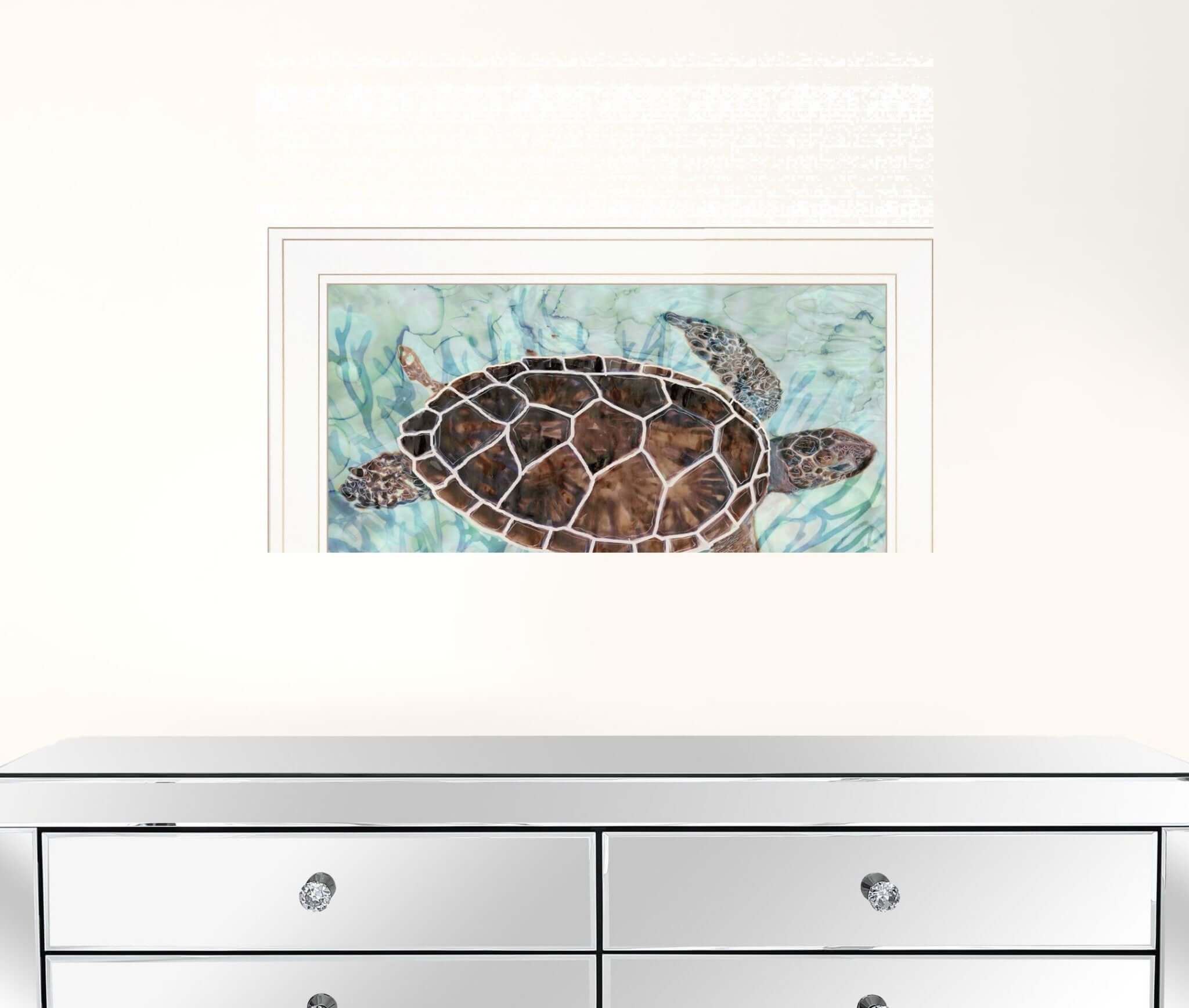 Sea Turtles Collage 1 White Framed Print Wall Art