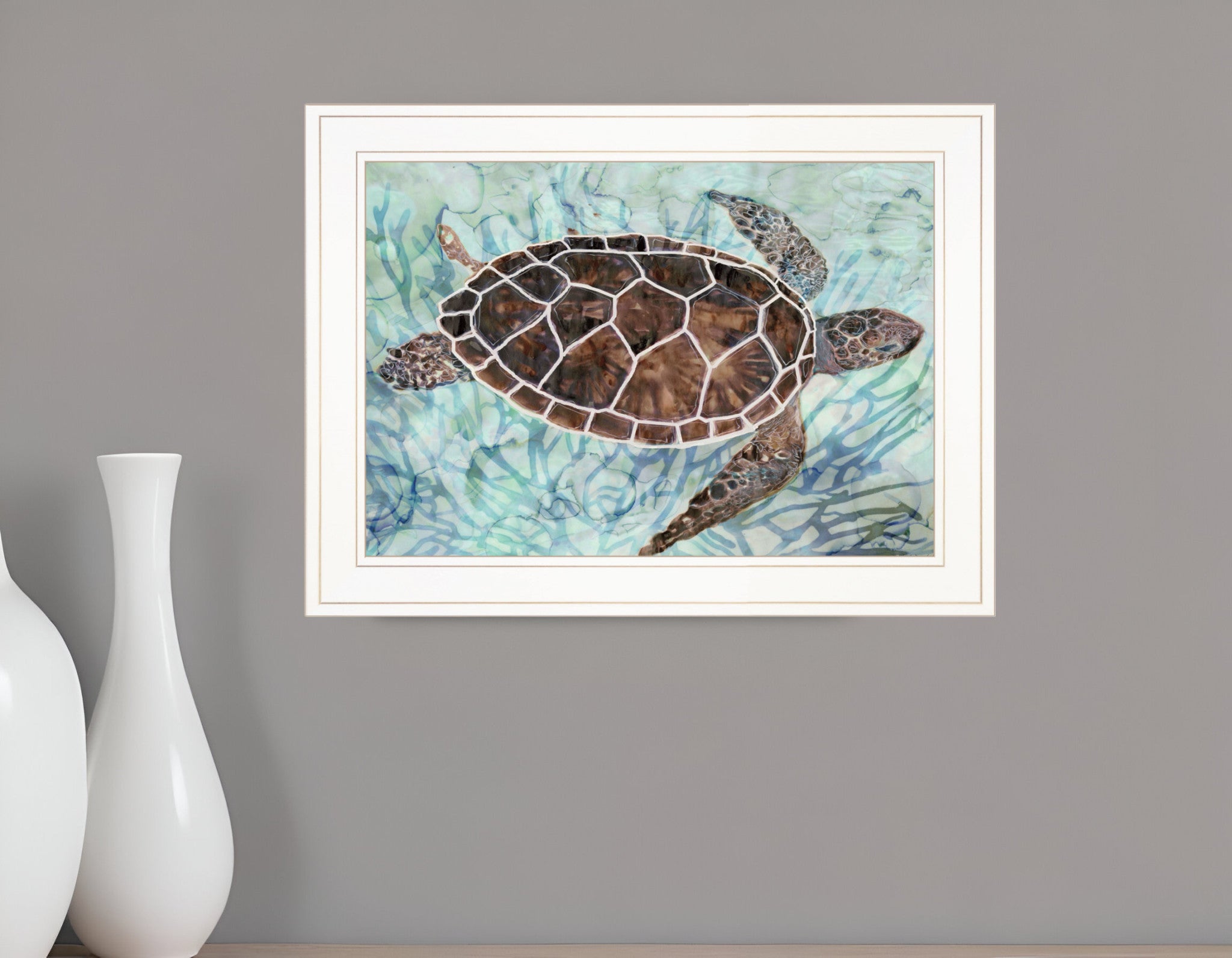 Sea Turtles Collage 1 White Framed Print Wall Art