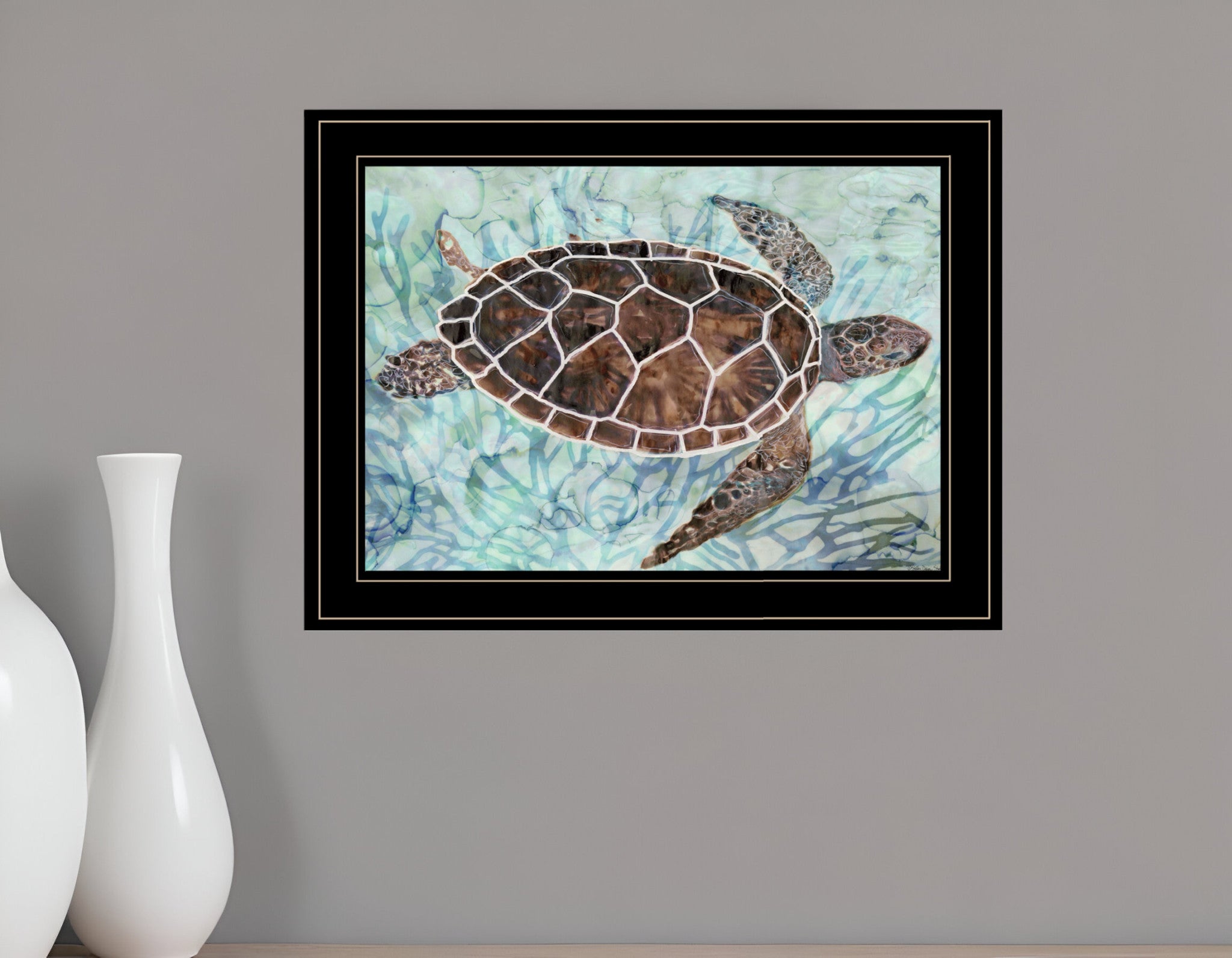 Sea Turtles Collage 1 Black Framed Print Wall Art