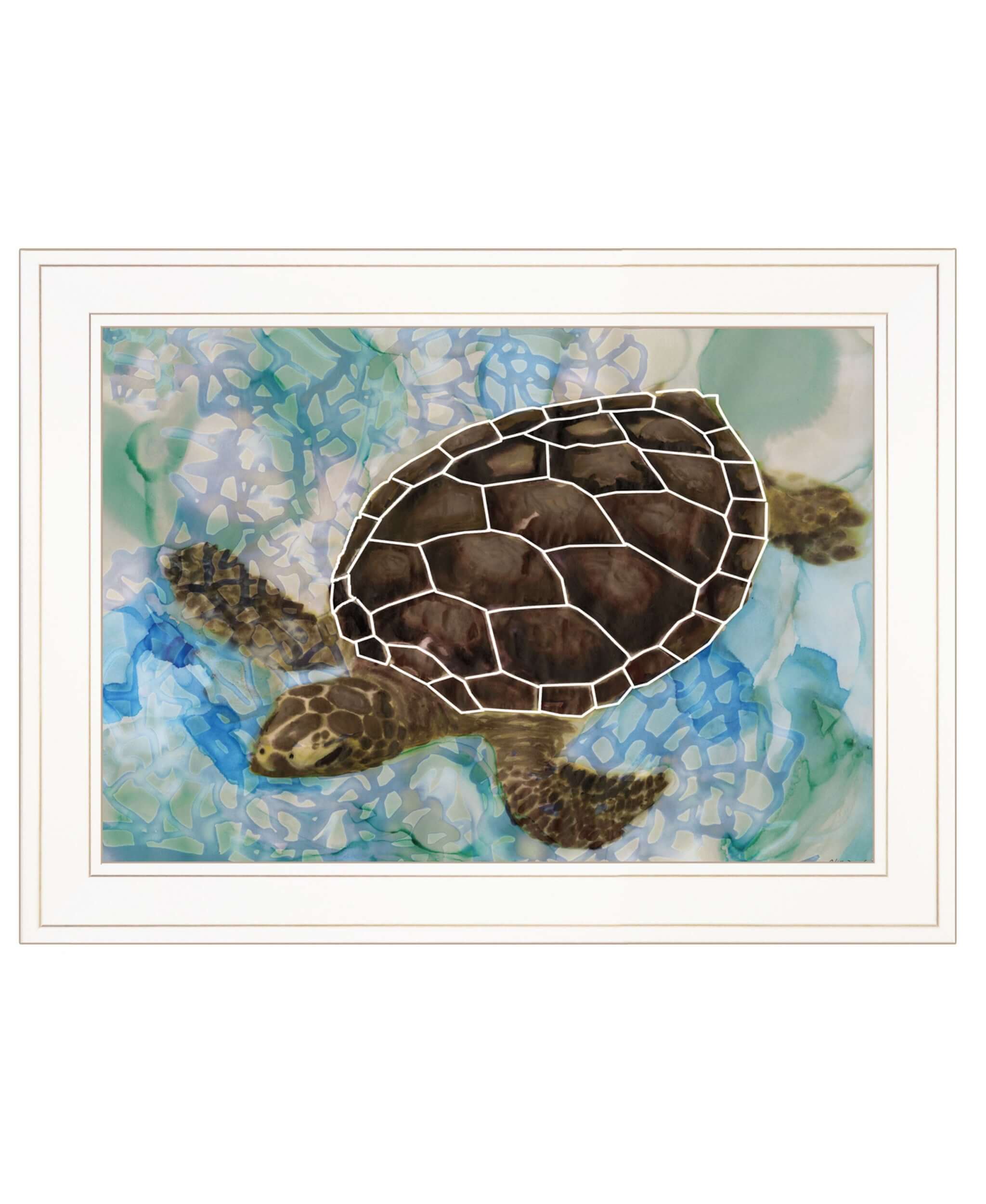 Sea Turtles Collage II 1 White Framed Print Wall Art