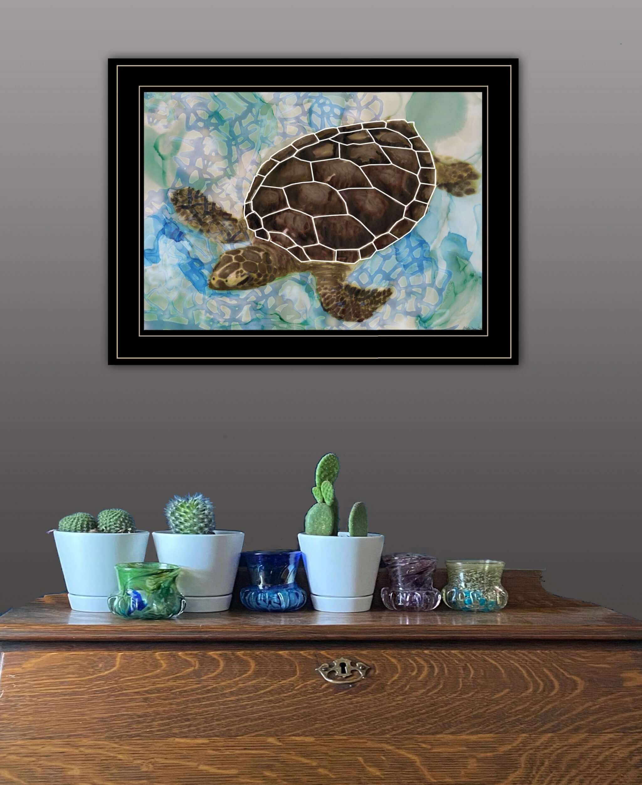 Sea Turtles Collage II 2 Black Framed Print Wall Art