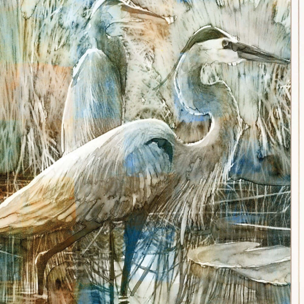 Marsh Herons I 1 White Framed Print Wall Art