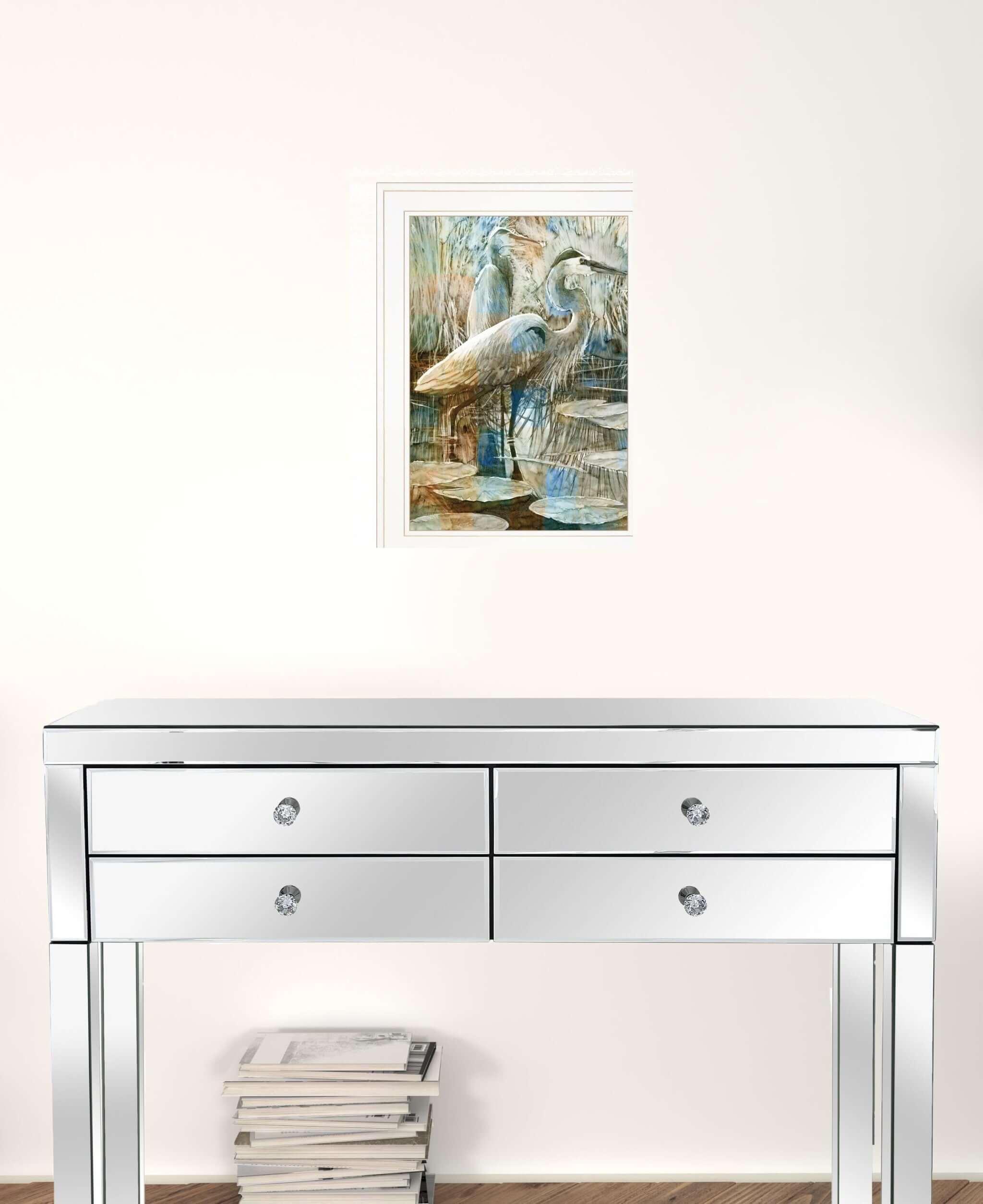 Marsh Herons I 1 White Framed Print Wall Art