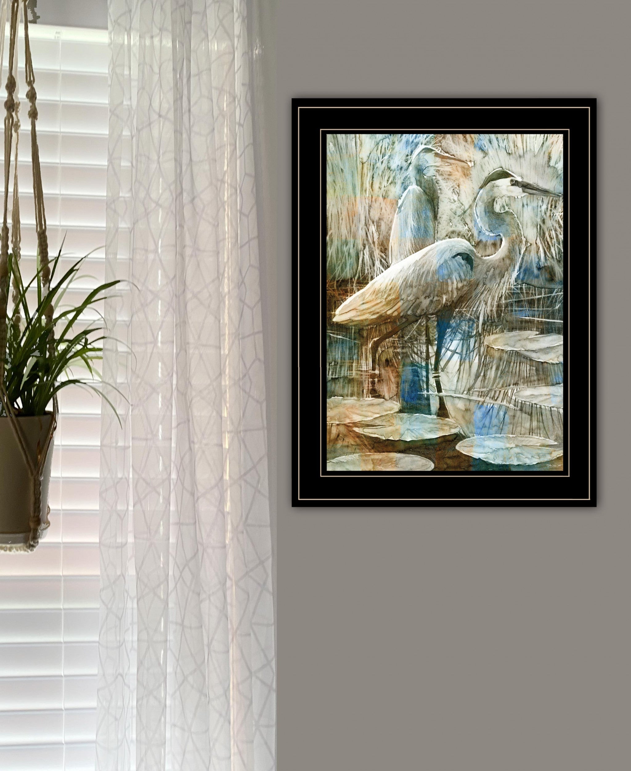 Marsh Herons I 2 Black Framed Print Wall Art