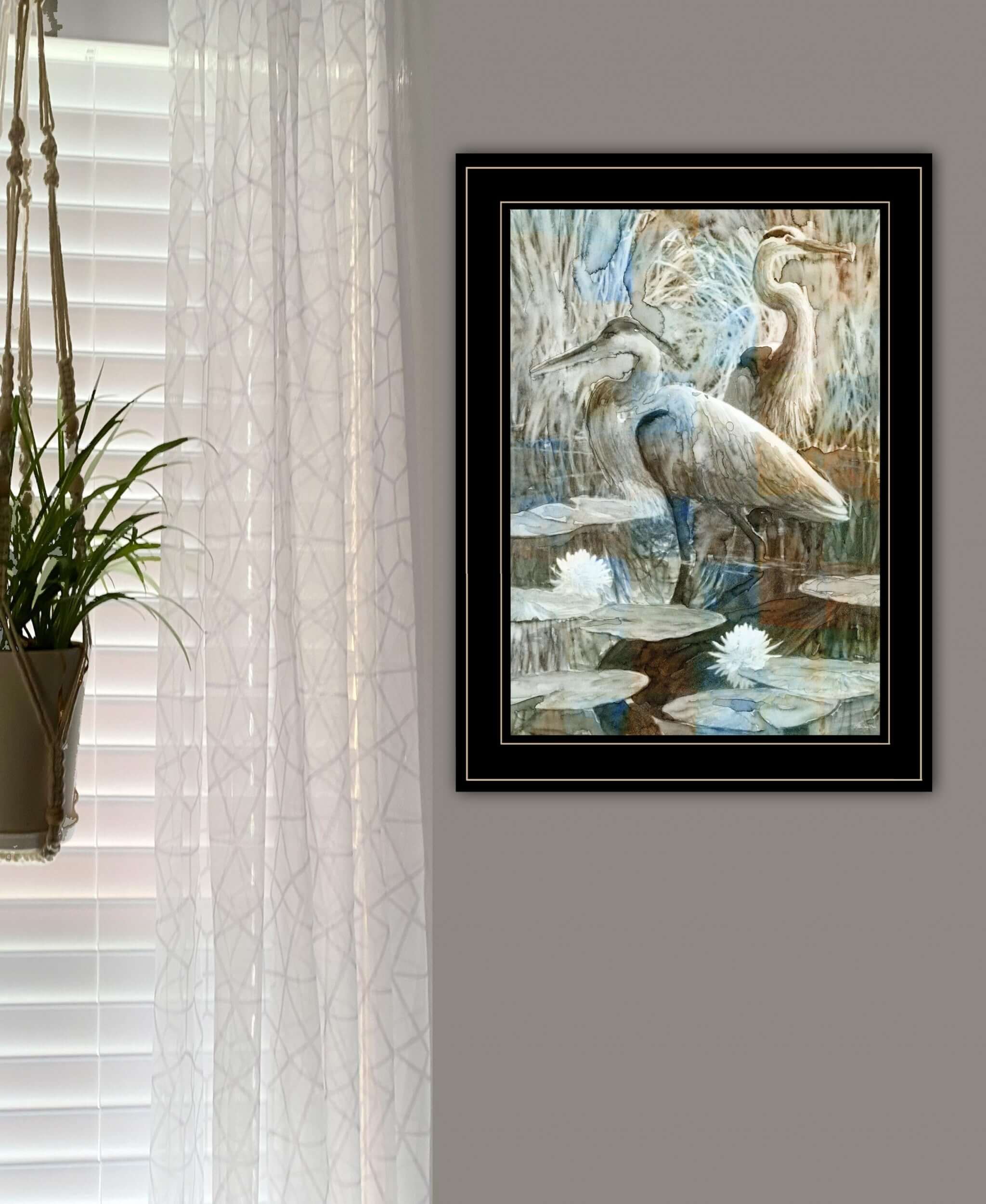 Marsh Herons II 2 Black Framed Print Wall Art