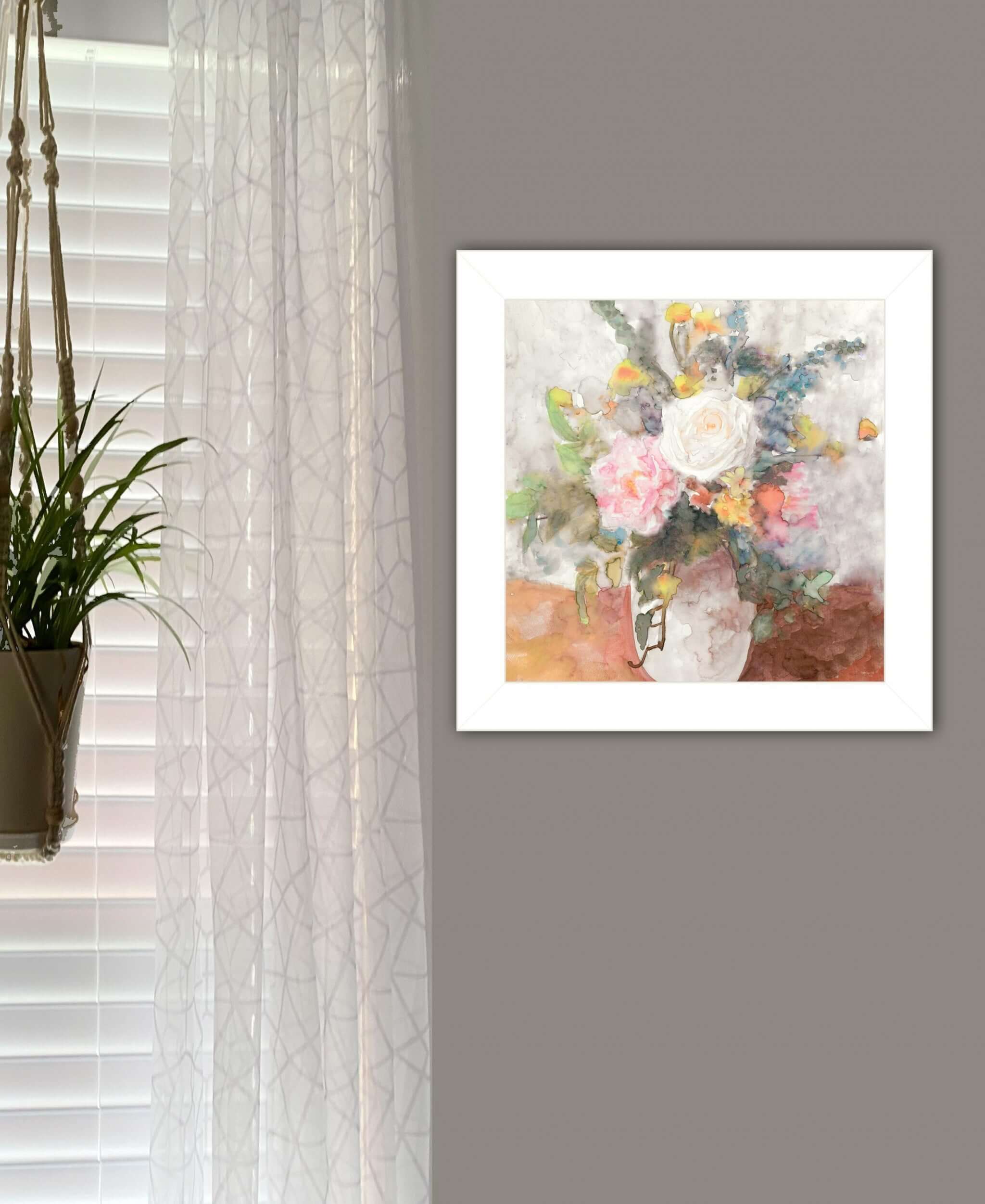 Table Bouquet 2 [1] White Framed Print Wall Art