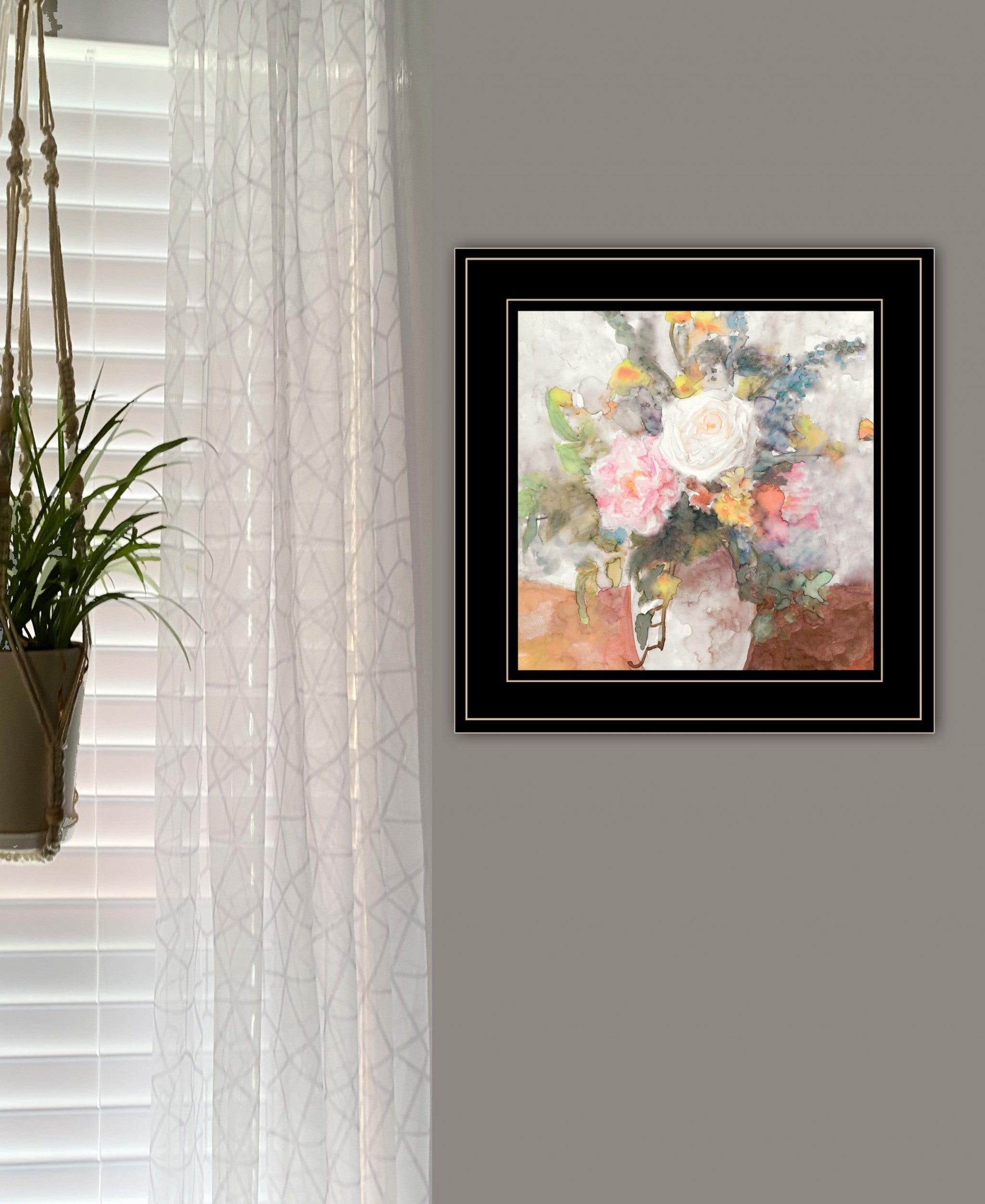 Table Bouquet 2 Black Framed Print Wall Art