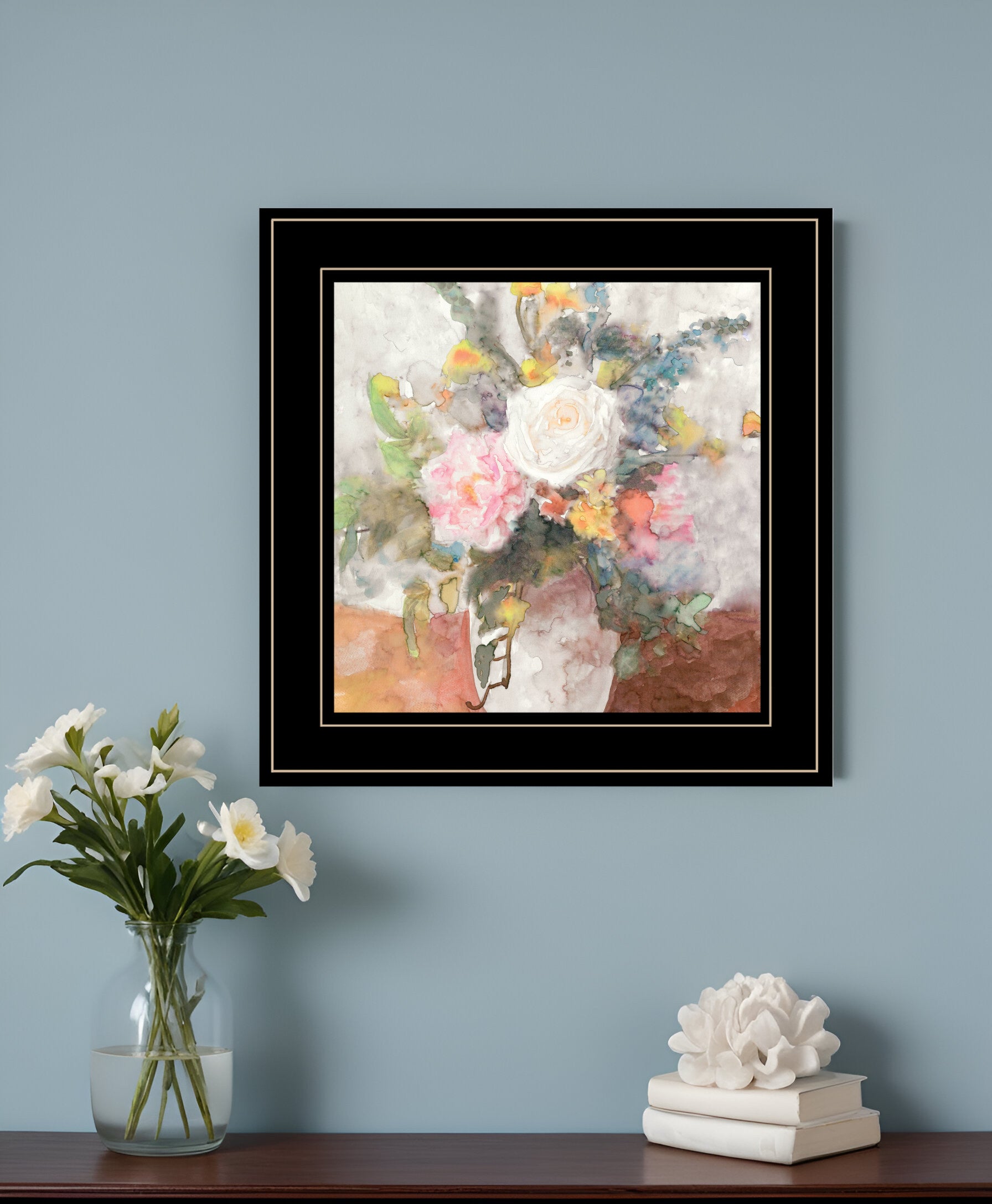 Table Bouquet 2 Black Framed Print Wall Art