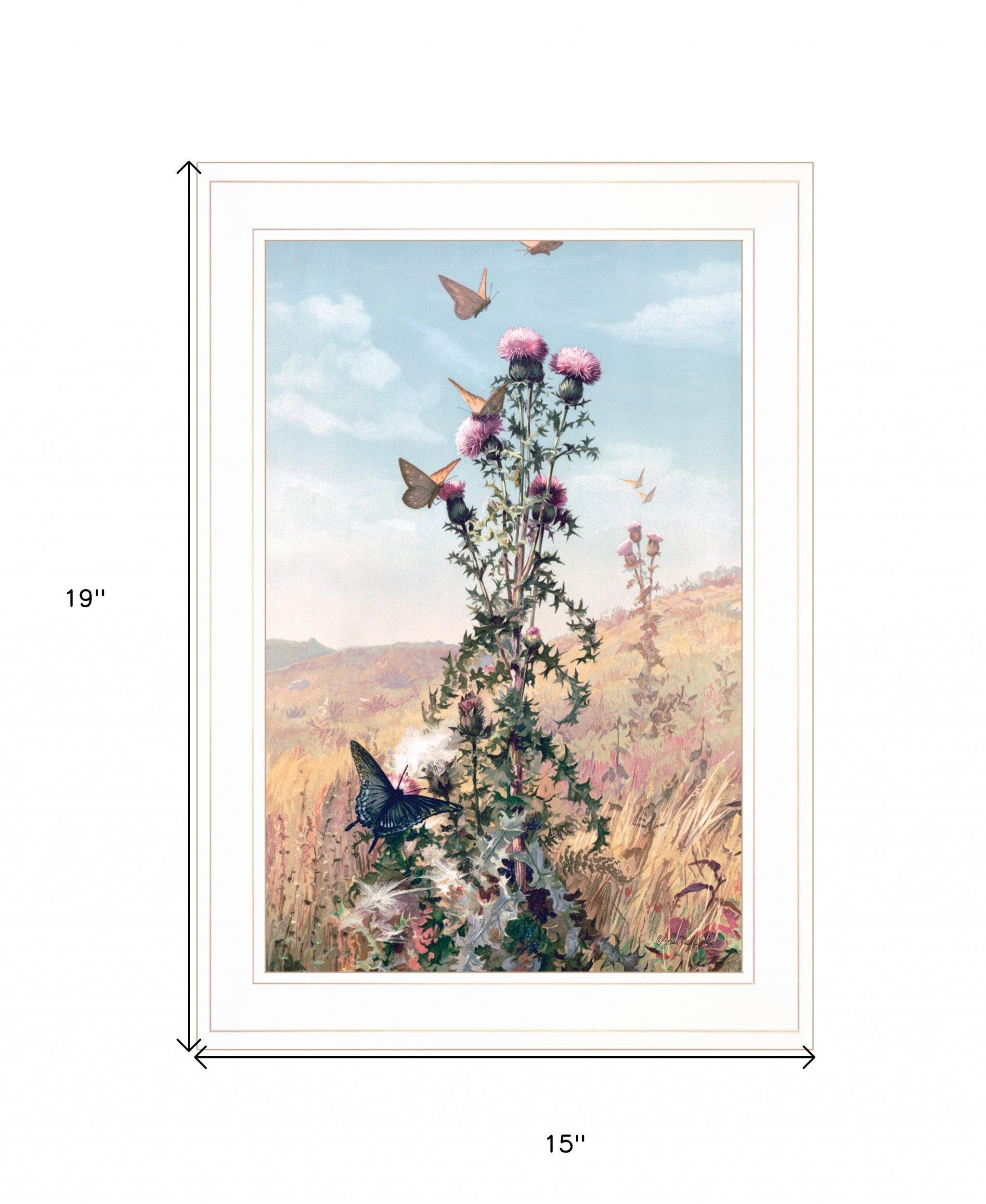 Meadow Butterflies 1 White Framed Print Wall Art