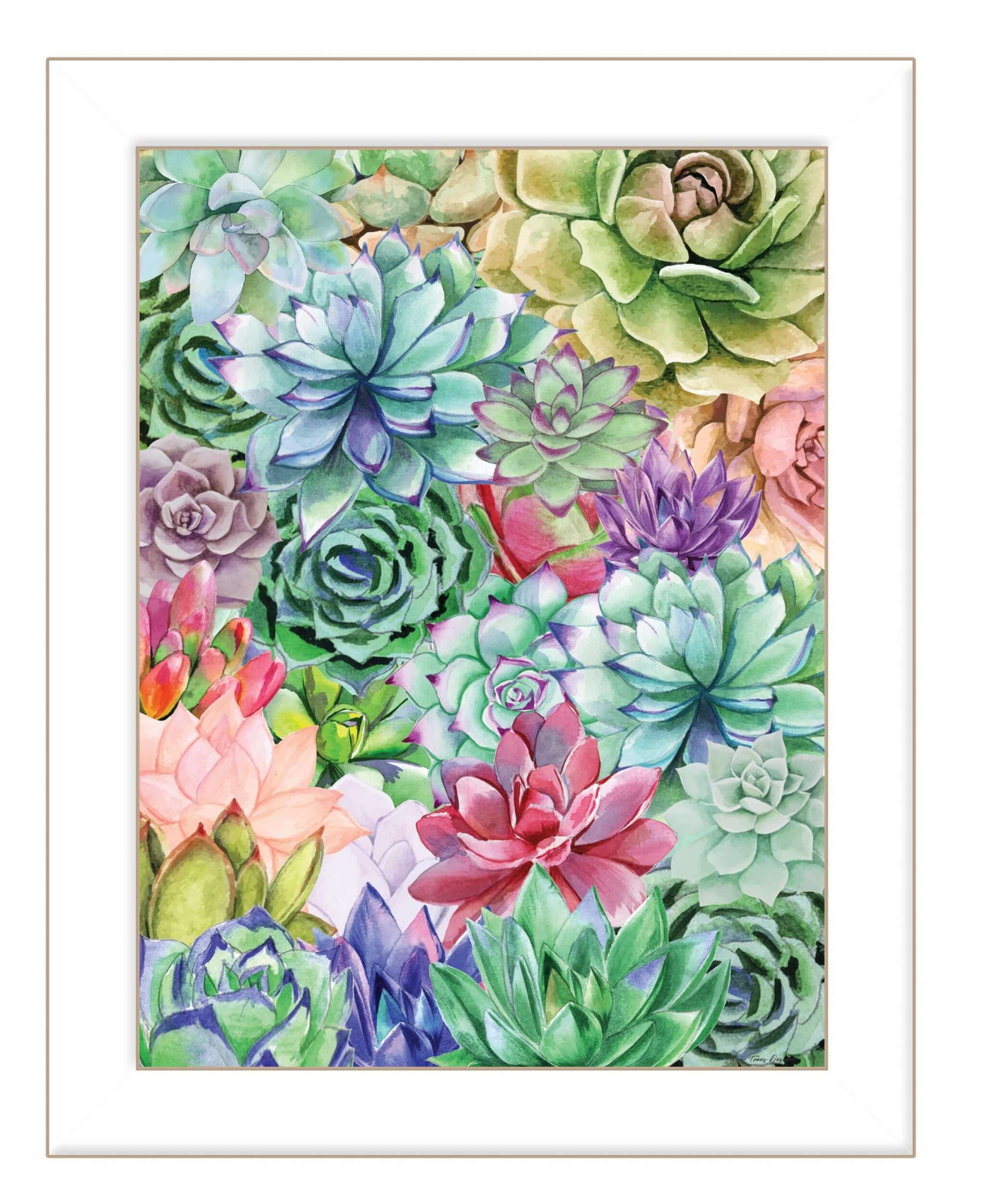 Succulents Paradise 1 White Framed Print Wall Art