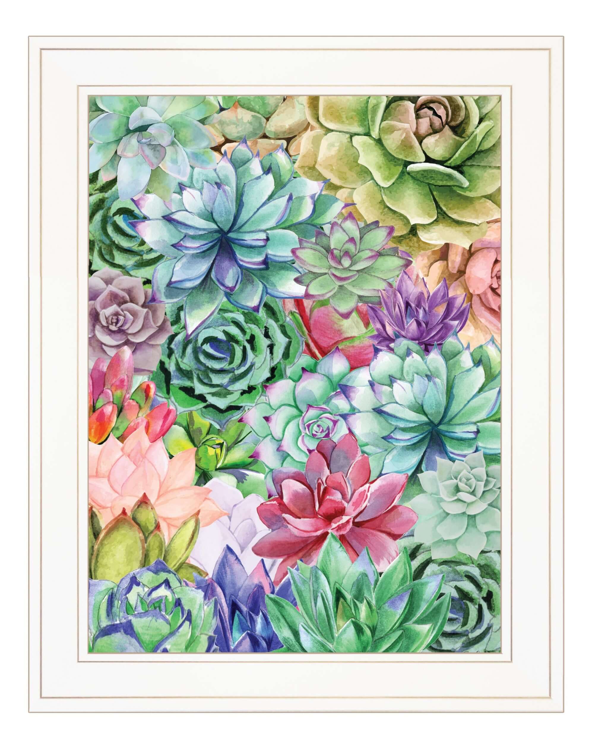 Succulents Paradise 2 White Framed Print Wall Art