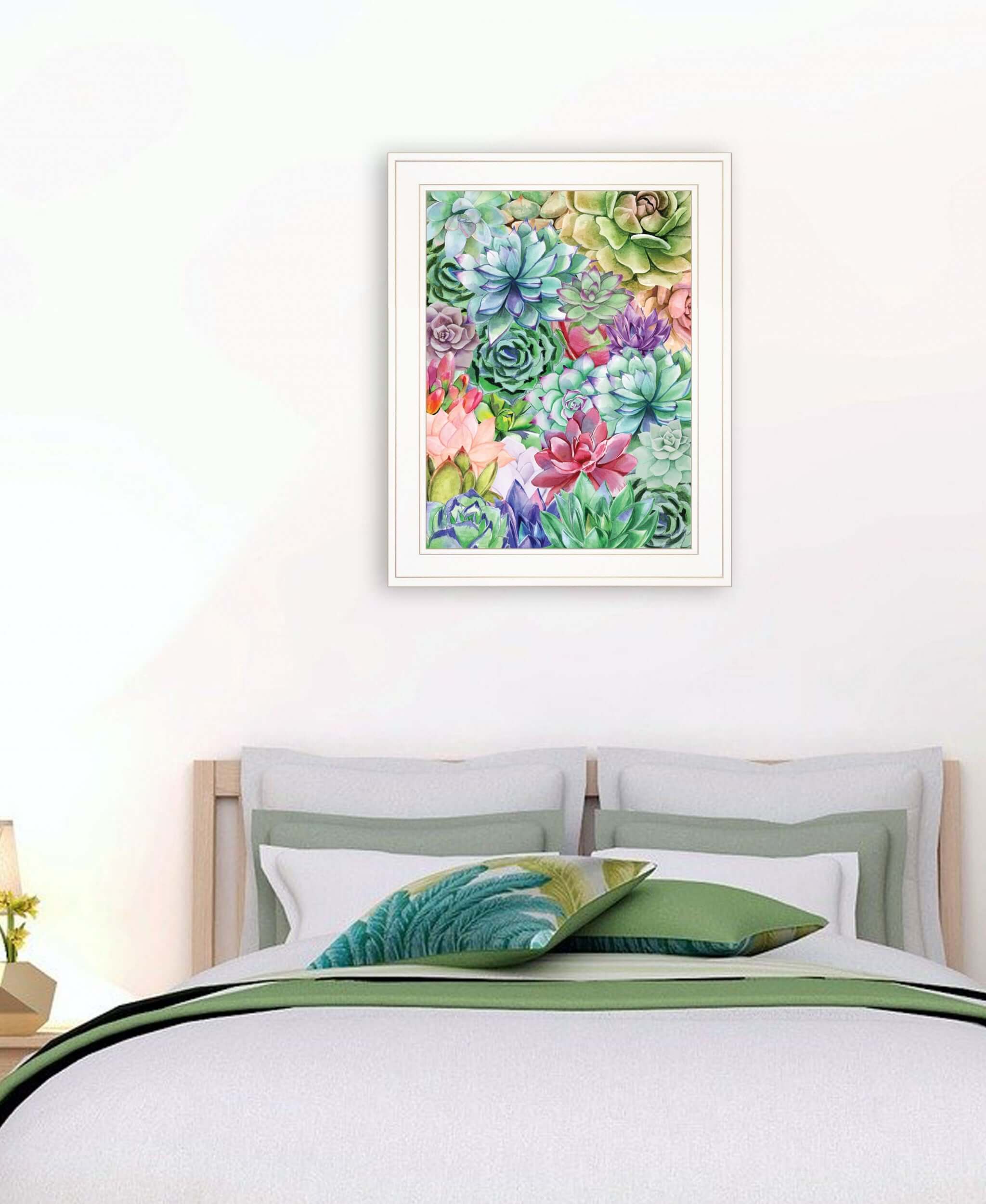 Succulents Paradise 2 White Framed Print Wall Art