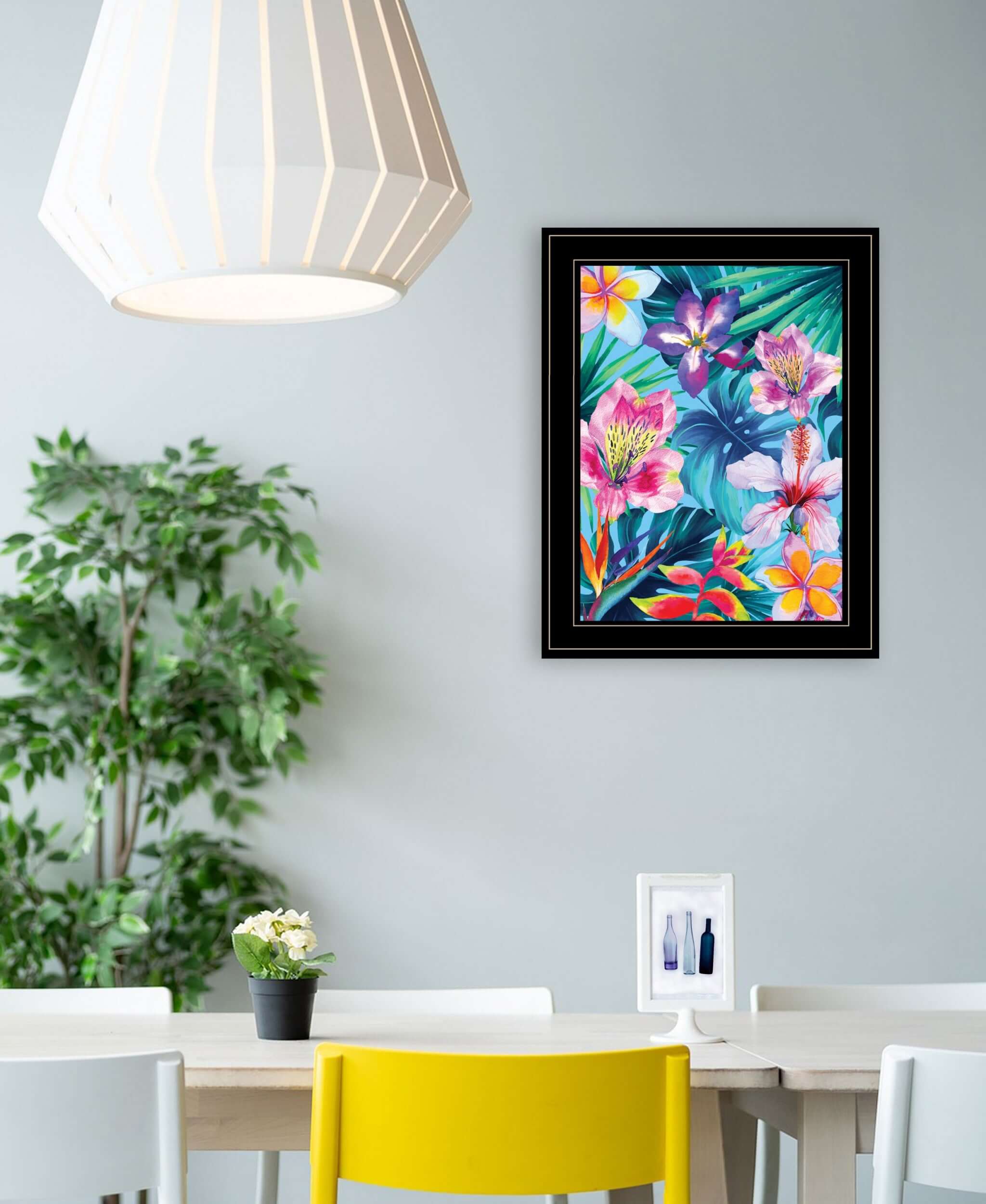 Tropical Flowers 3 Black Framed Print Wall Art