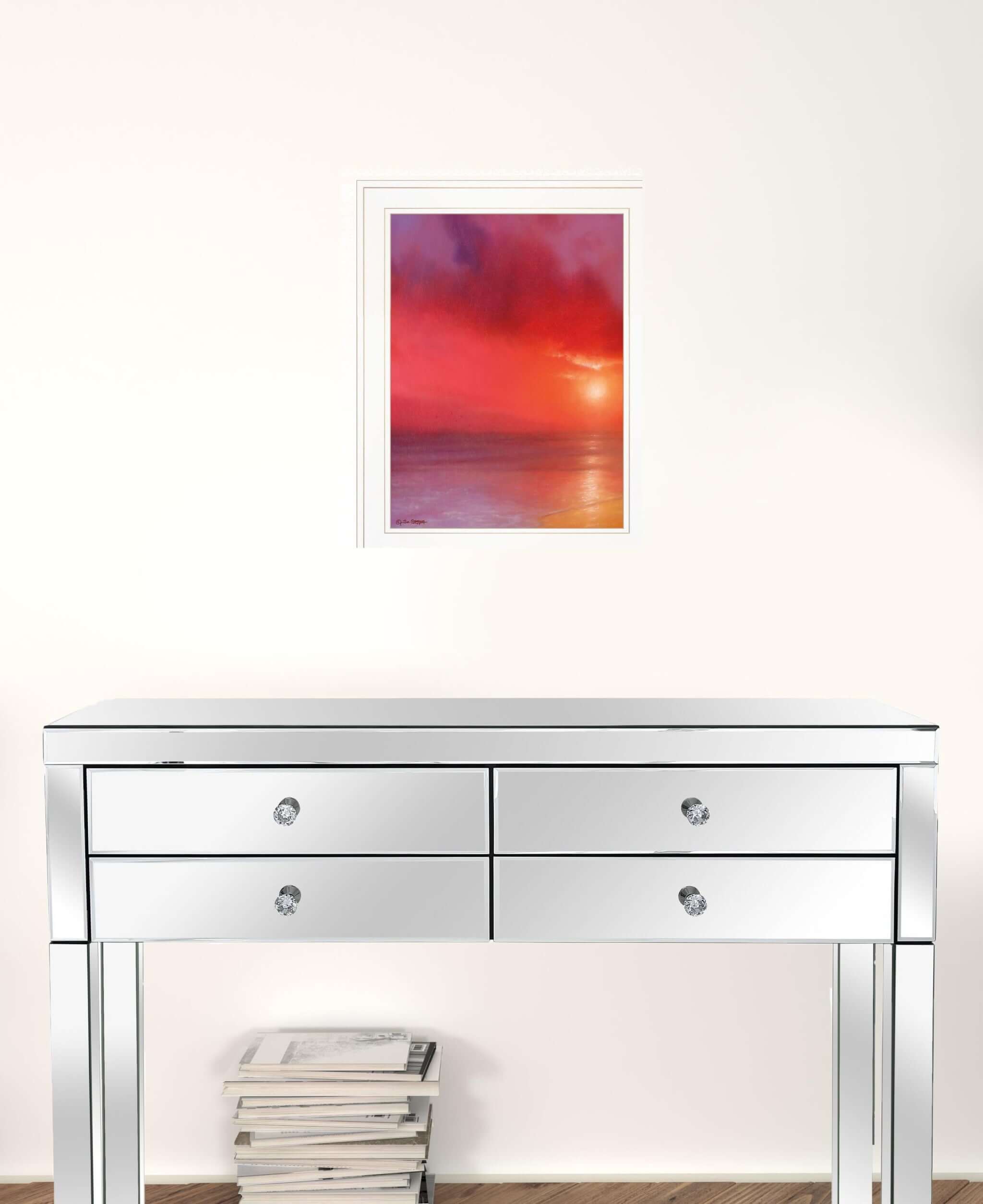 Sunset In Red 2 White Framed Print Wall Art