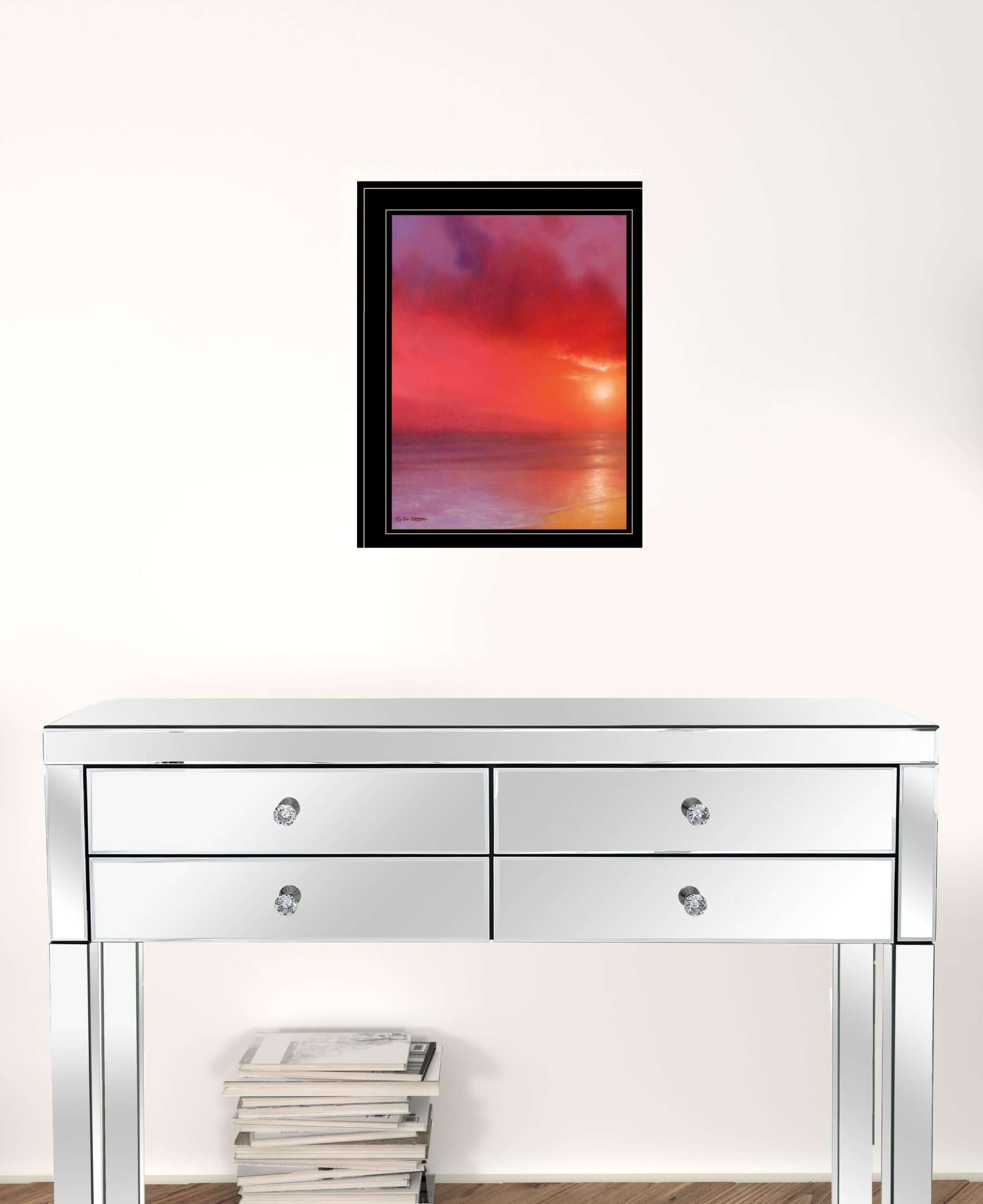 Sunset In Red 3 Black Framed Print Wall Art