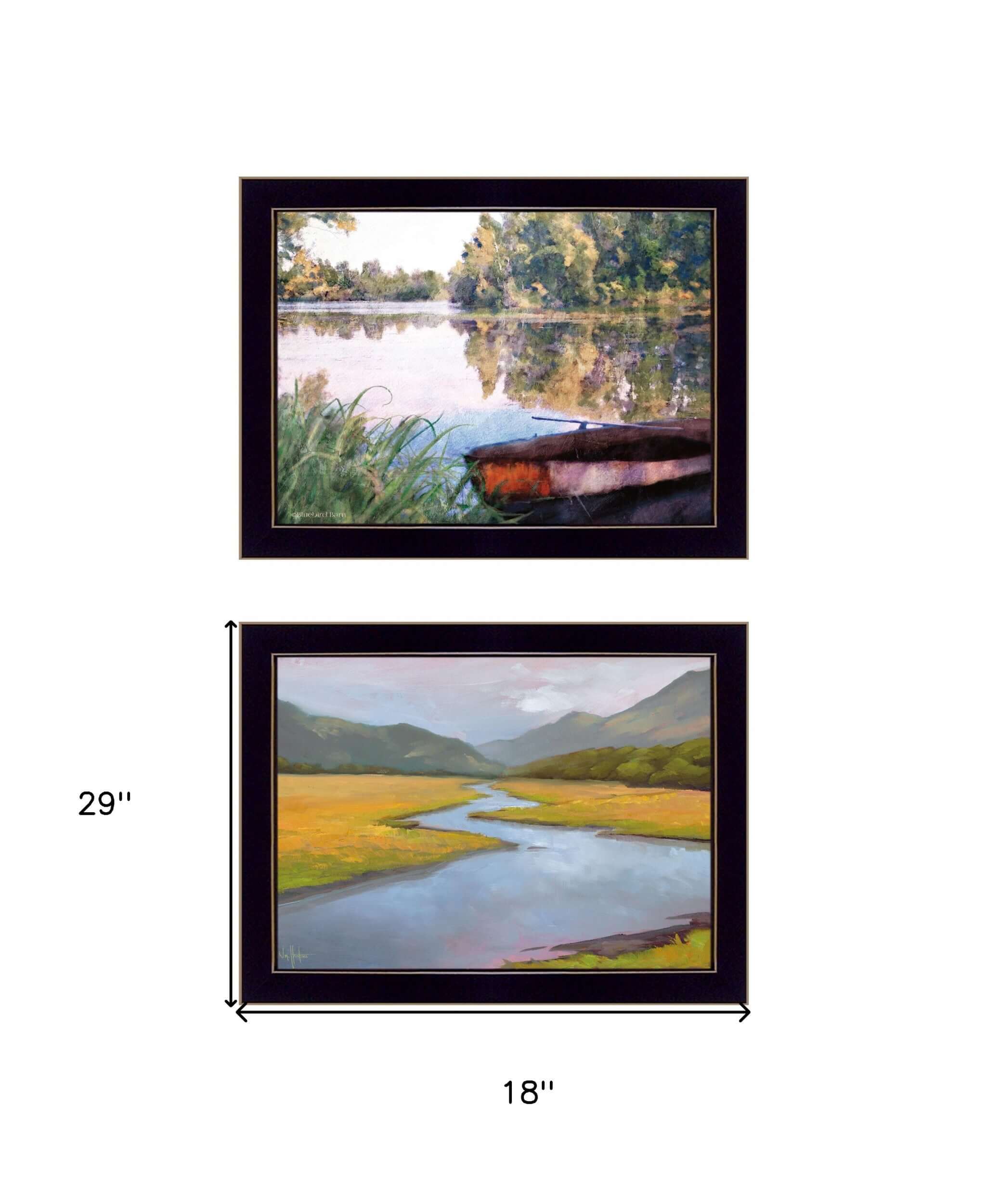 Set Of Two Serene Water 3 Black Framed Print Wall Art