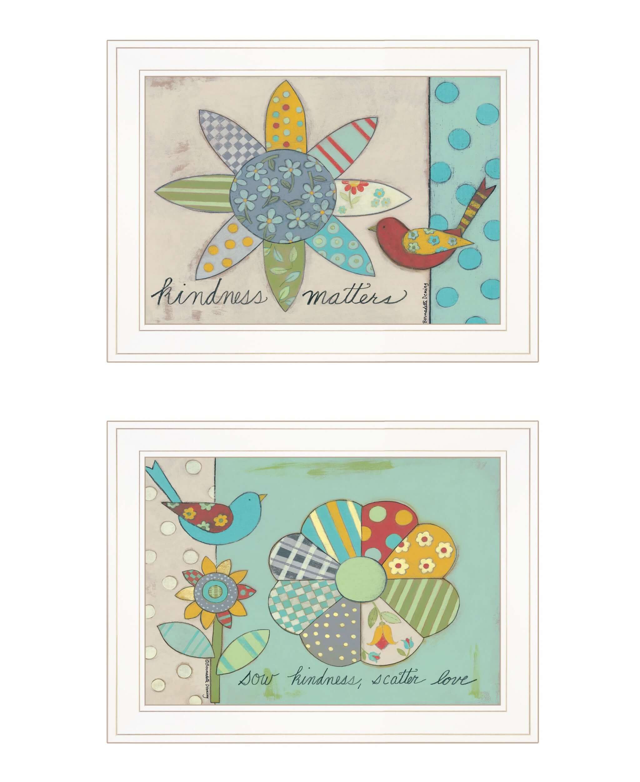 Set Of Two Kindness 1 White Framed Print Wall Art