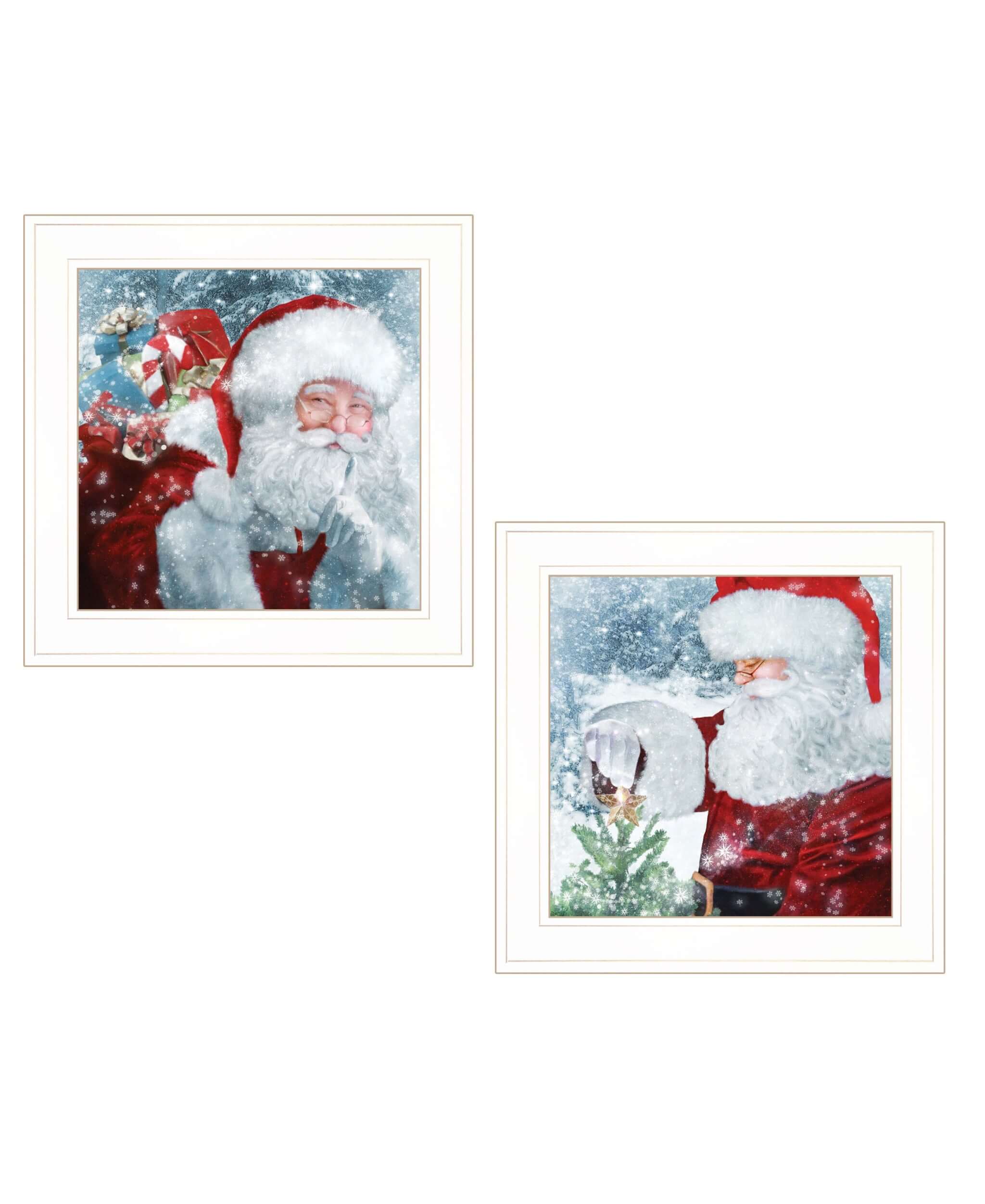 Set Of Two Santas Blessings 1 White Framed Print Wall Art