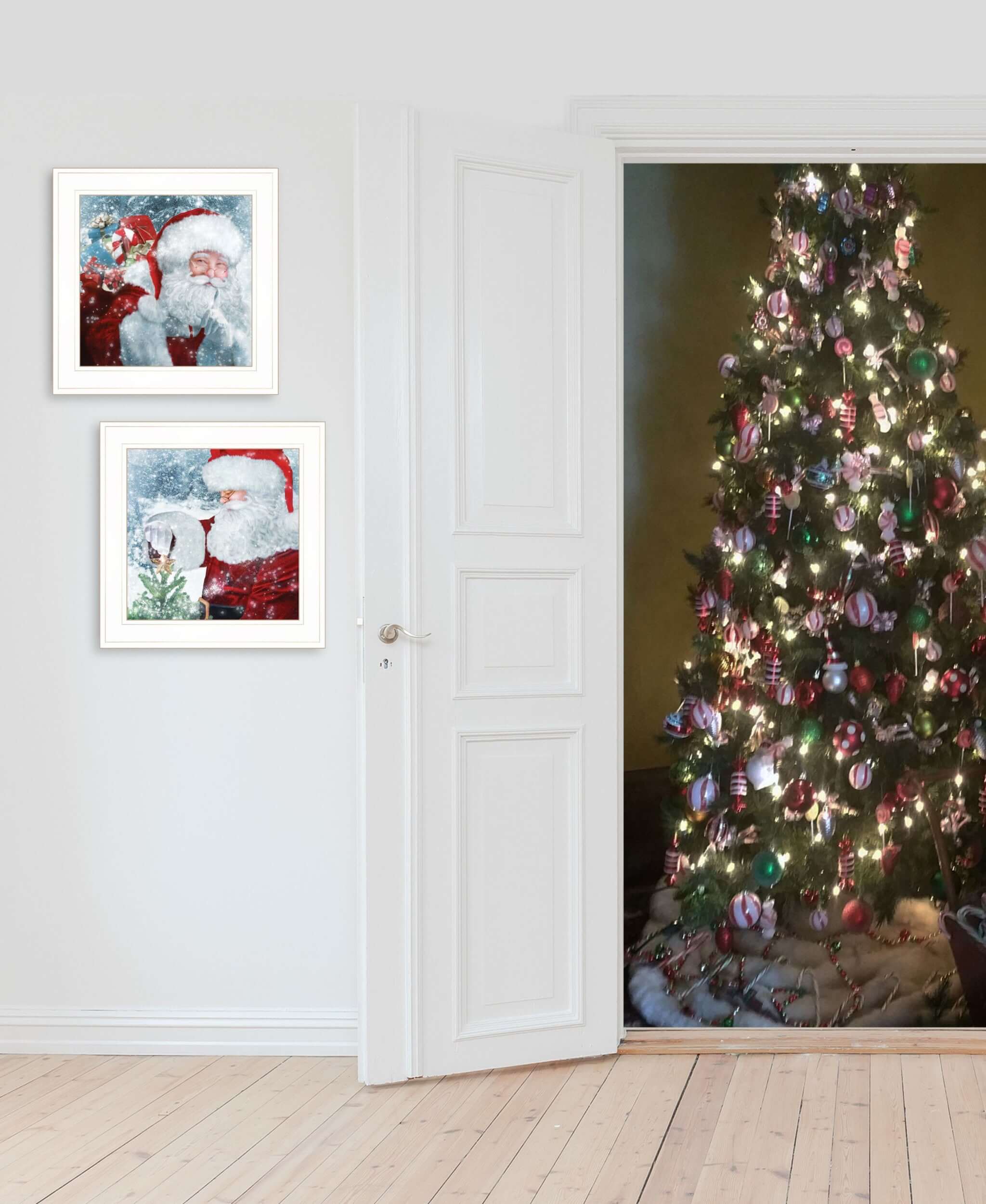 Set Of Two Santas Blessings 1 White Framed Print Wall Art