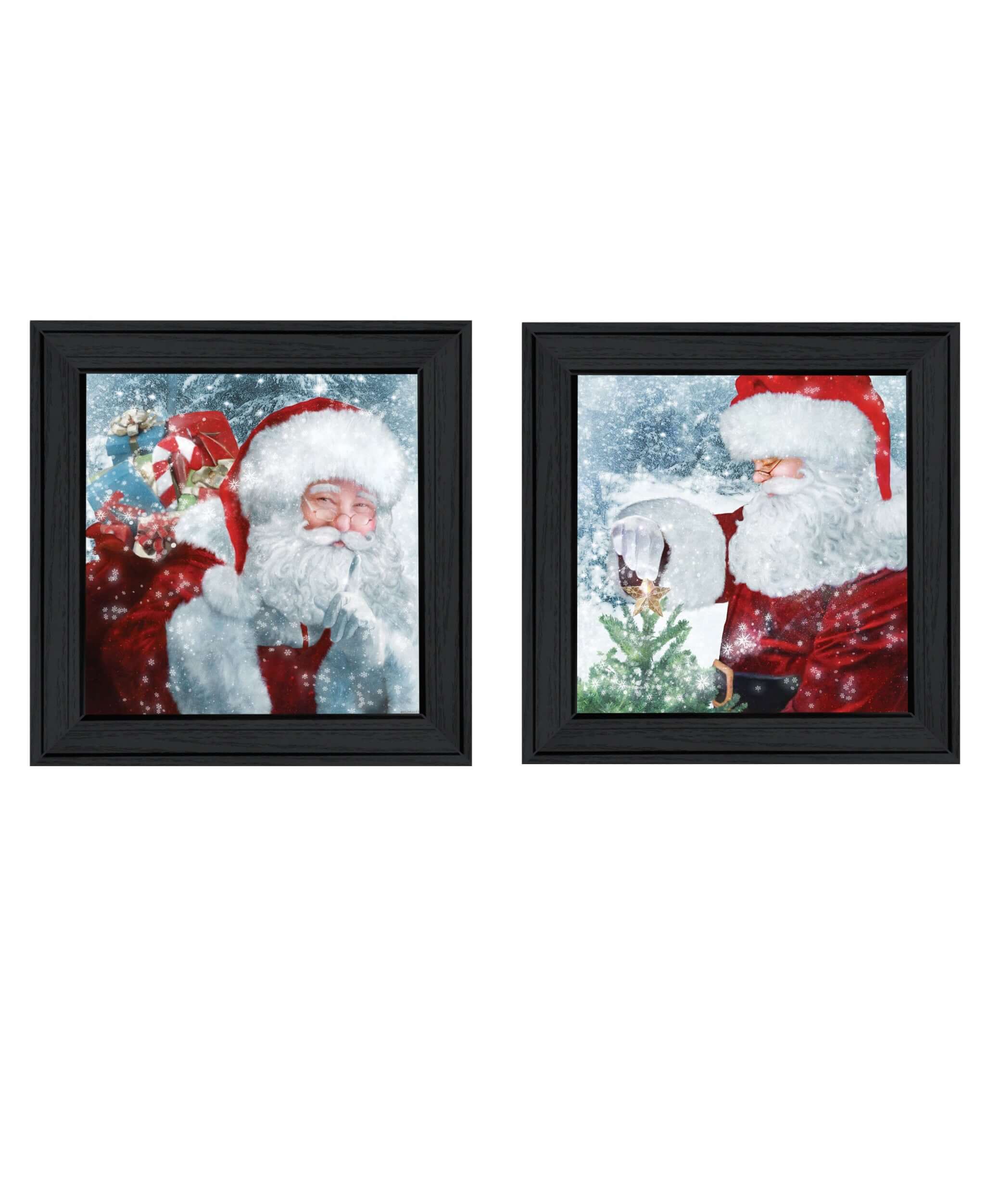 Set Of Two Santas Blessings 2 Black Framed Print Wall Art