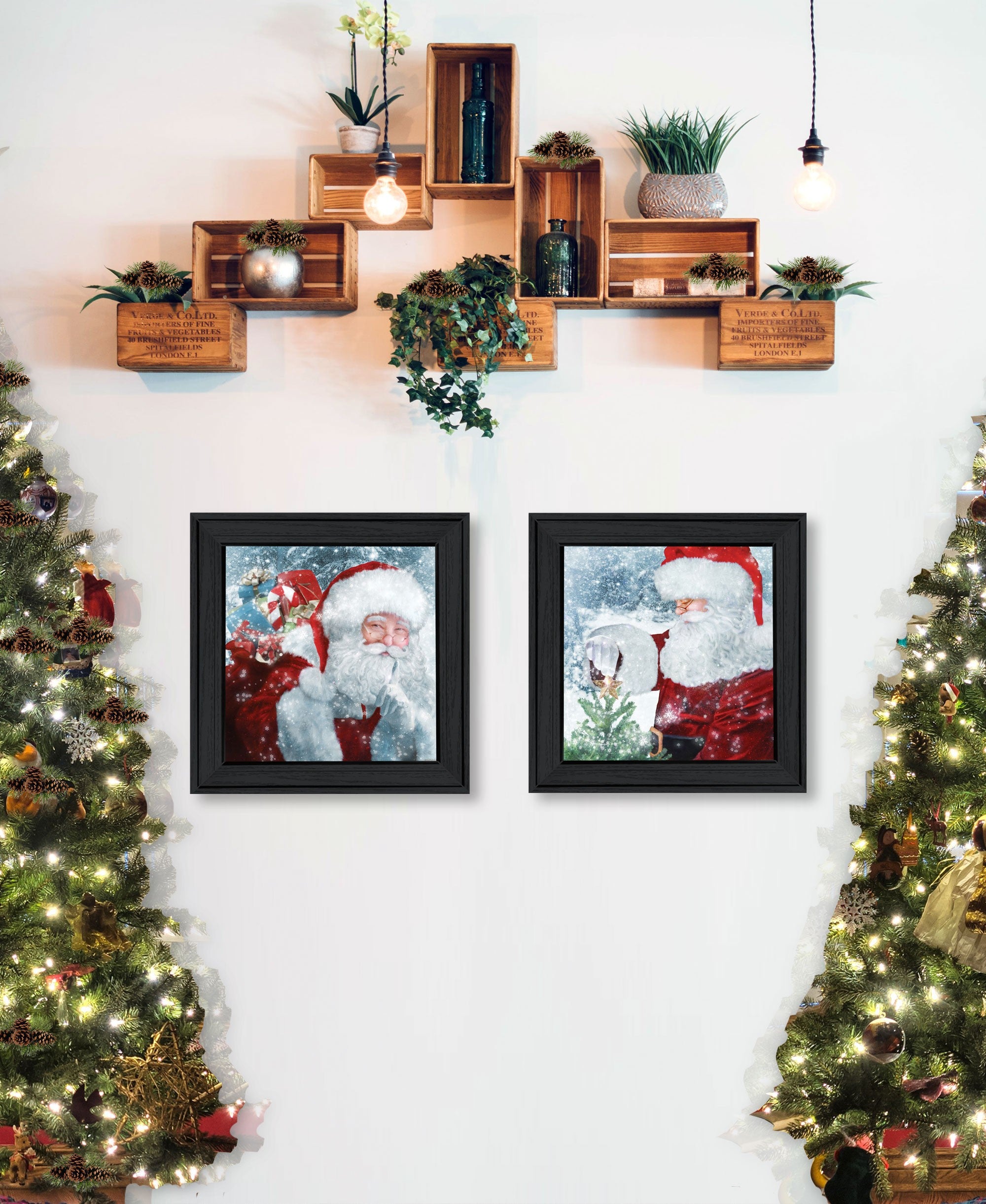 Set Of Two Santas Blessings 2 Black Framed Print Wall Art